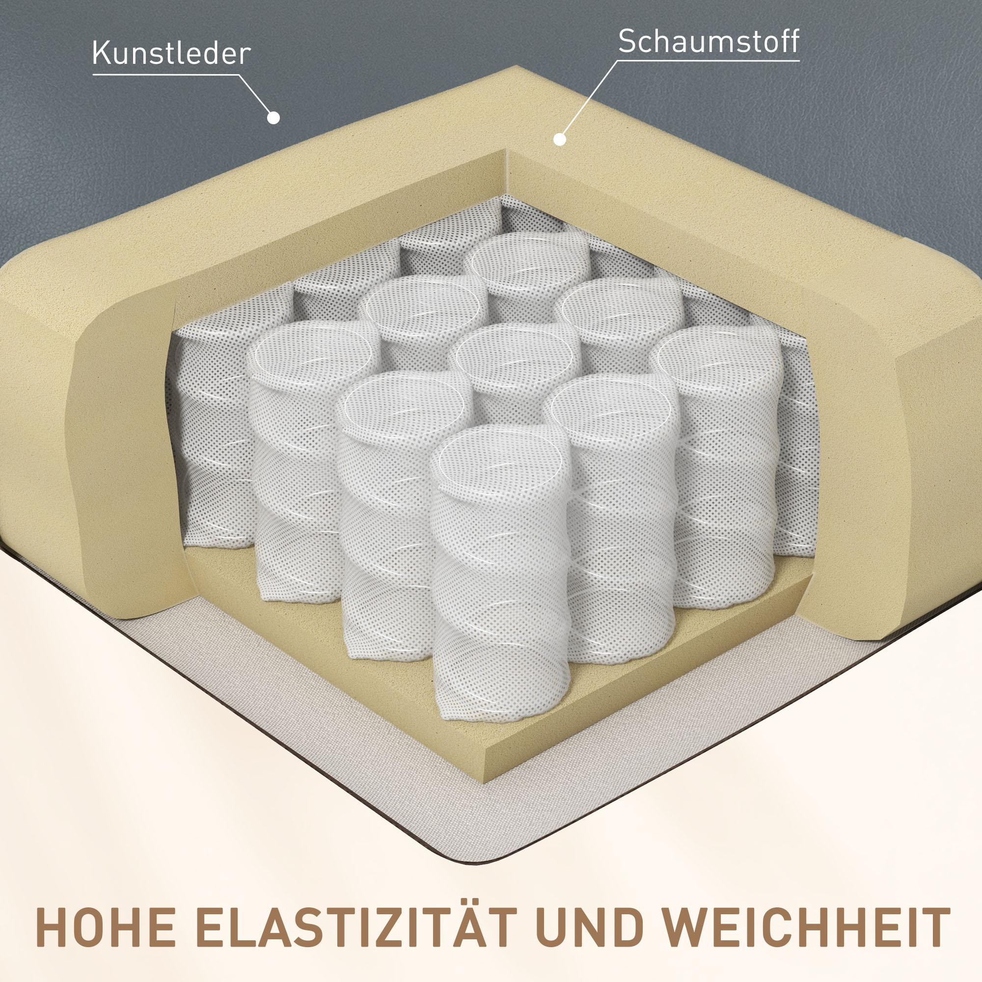 HOMCOM Massagesessel, Wipp- & Liegefunktion, drehbar, bis 150 kg, Kunstleder, Grau
