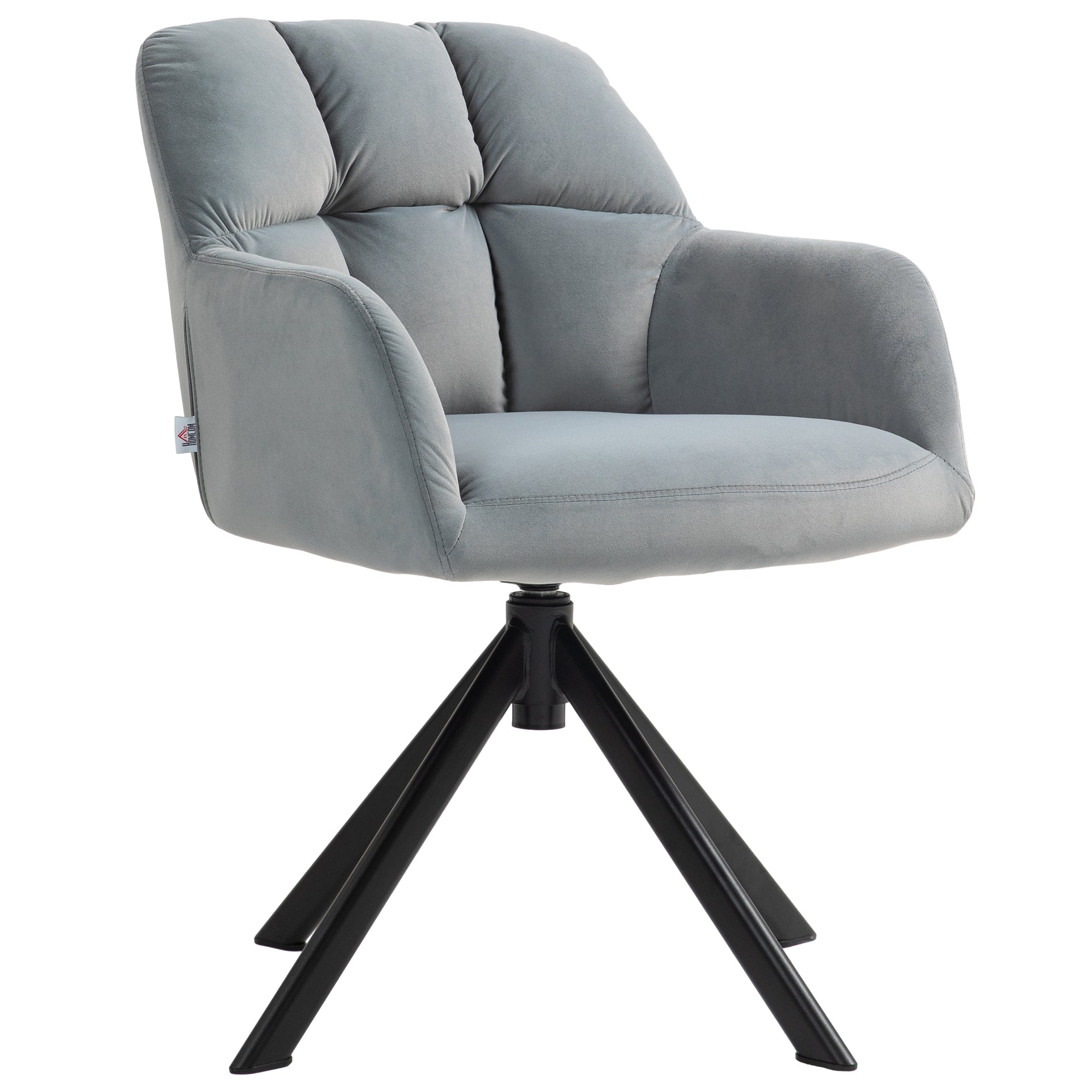 HOMCOM Drehsessel Loungesessel 360° drehbar samtweich grau