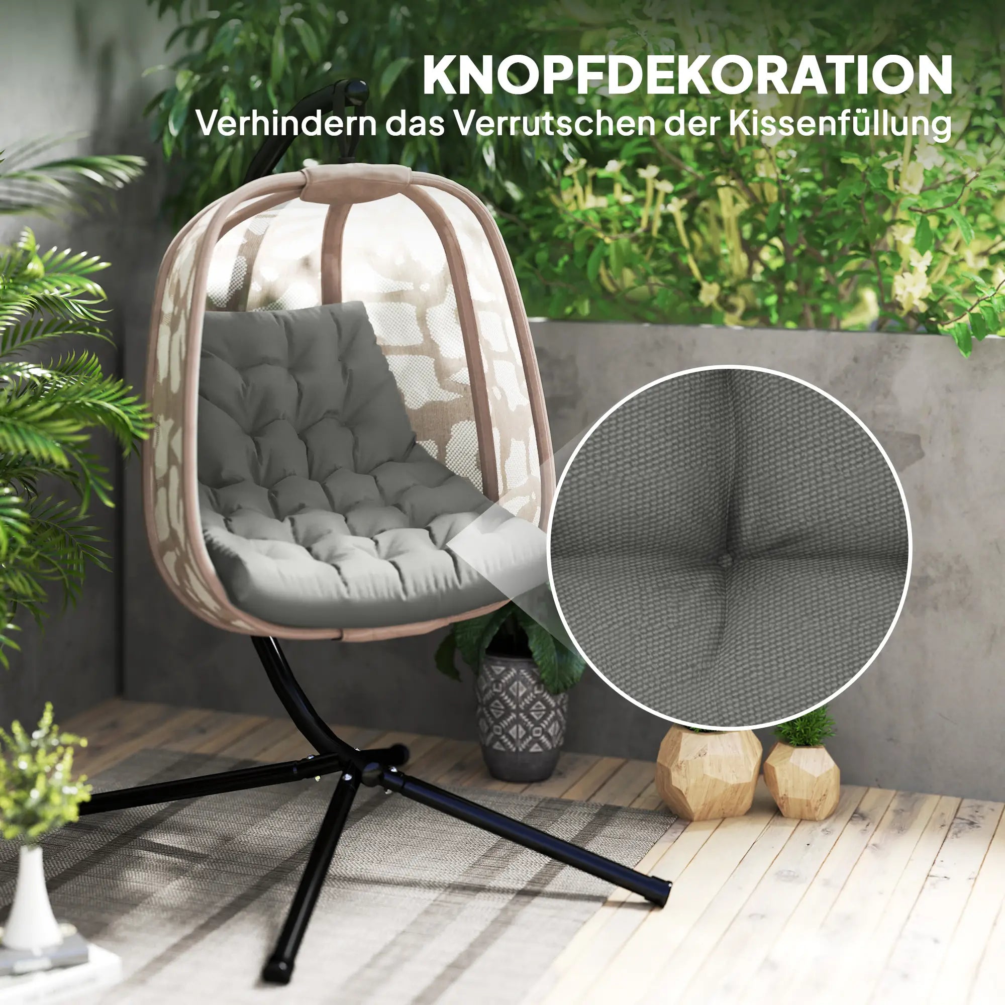 Outsunny Sitzkissen, Außensitzkissen für Hängekorb und Schaukelstühle, Outdoor-Polsterkissen, Grau