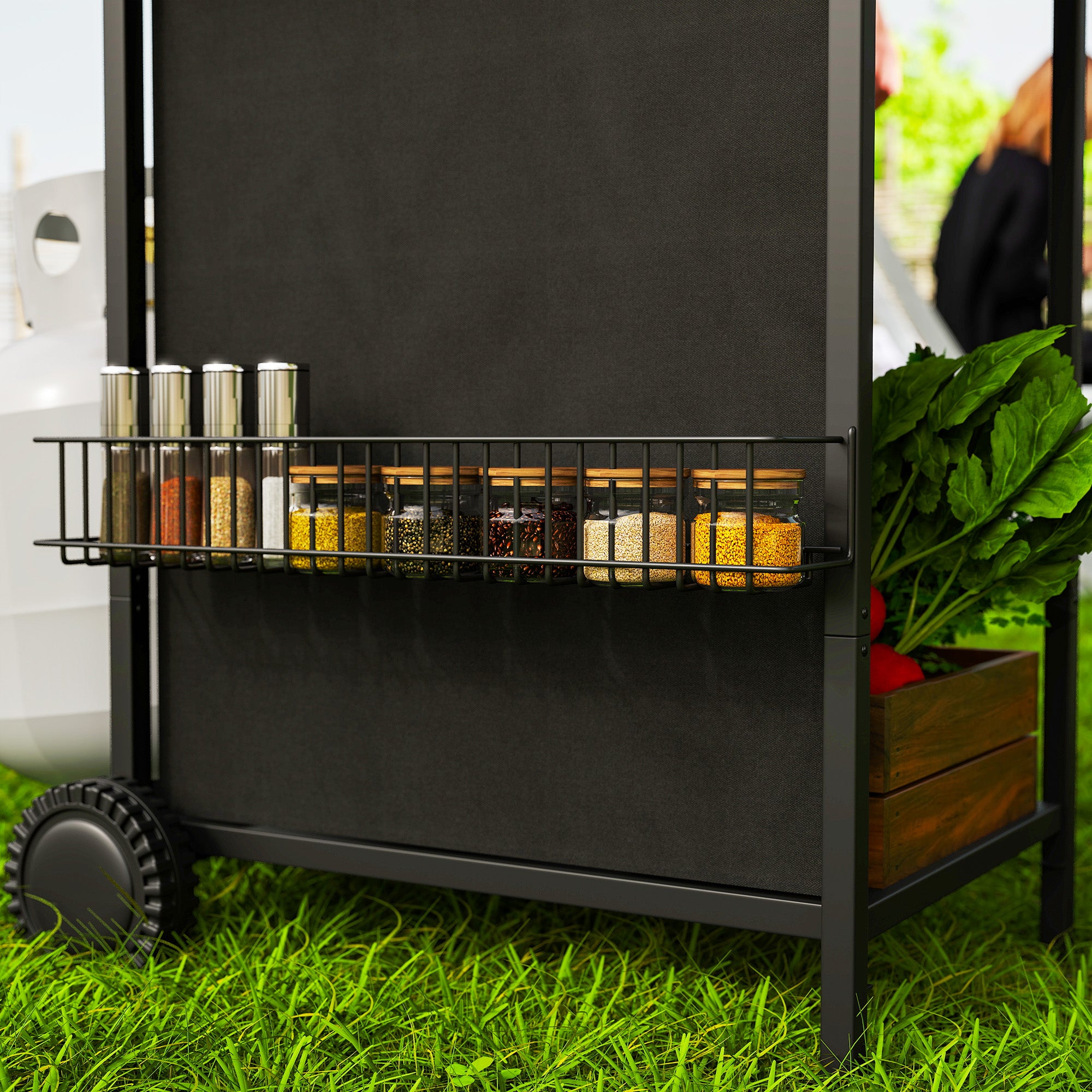 Outsunny Gasgrill 7 KW Grillwagen inkl 3 Brenner Seitenkocher Rolle Deckel 107 x 54 x 96 cm Schwarz