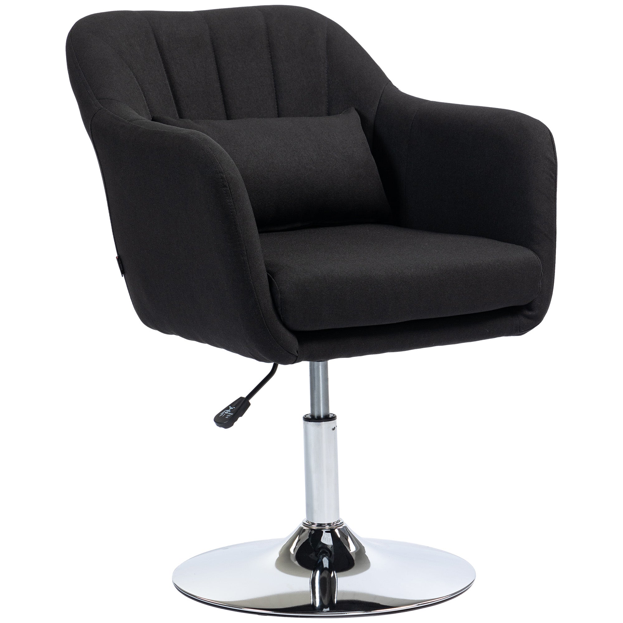 HOMCOM Drehstuhl, höhenverstellbarer Bürostuhl, leinenartiges Polyester, Metall, 60 x 60 x 79-91 cm, Schwarz