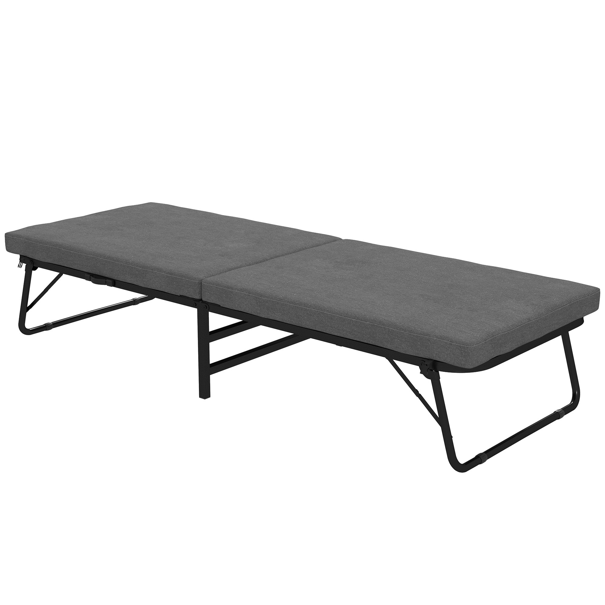 HOMCOM Klappbett, 70 x 190 cm Gästebett, mit 7 cm Schaumstoff-Matratze, verstellbare Rückenlehne, mit Rollen, Dunkelgrau