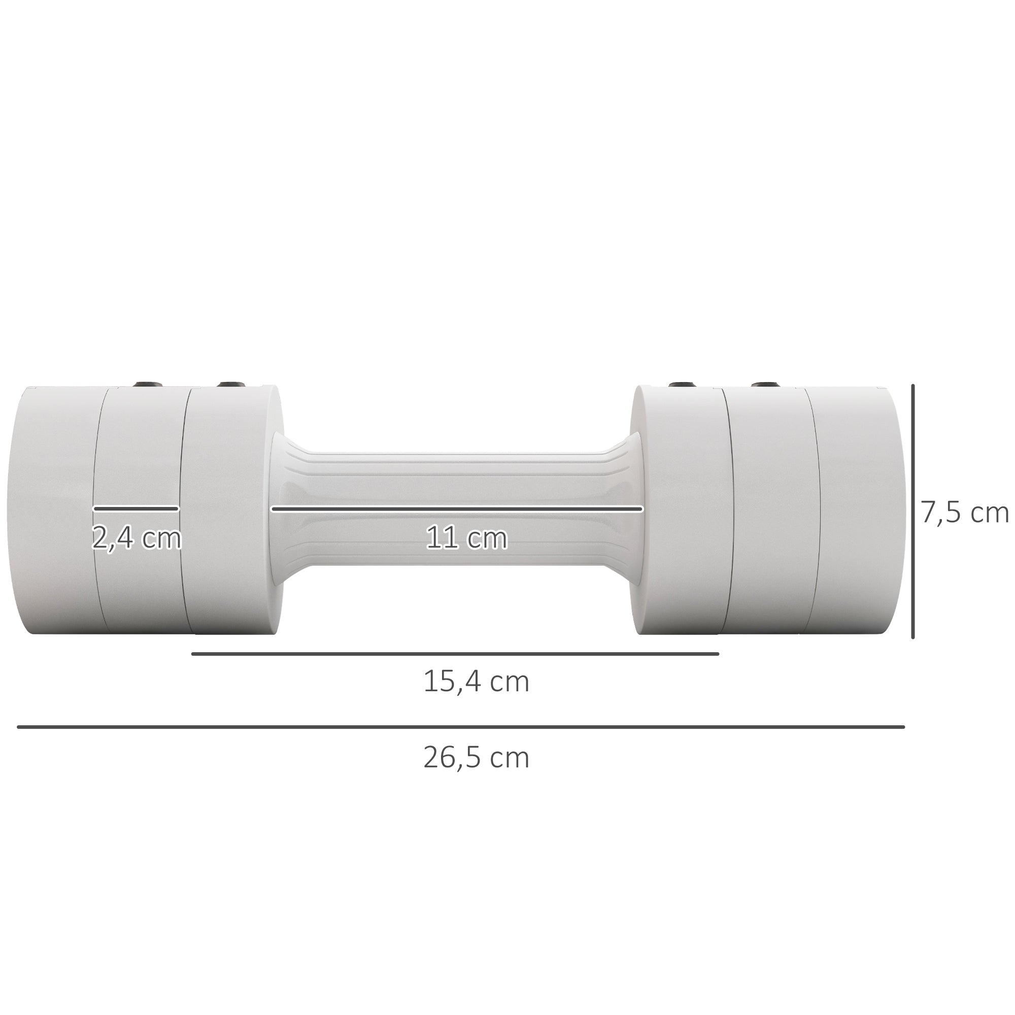 SPORTNOW 2 x 2,5 kg Kurzhanteln mit anpassbarem Gewicht, Kunststoffgehäuse, Weiß
