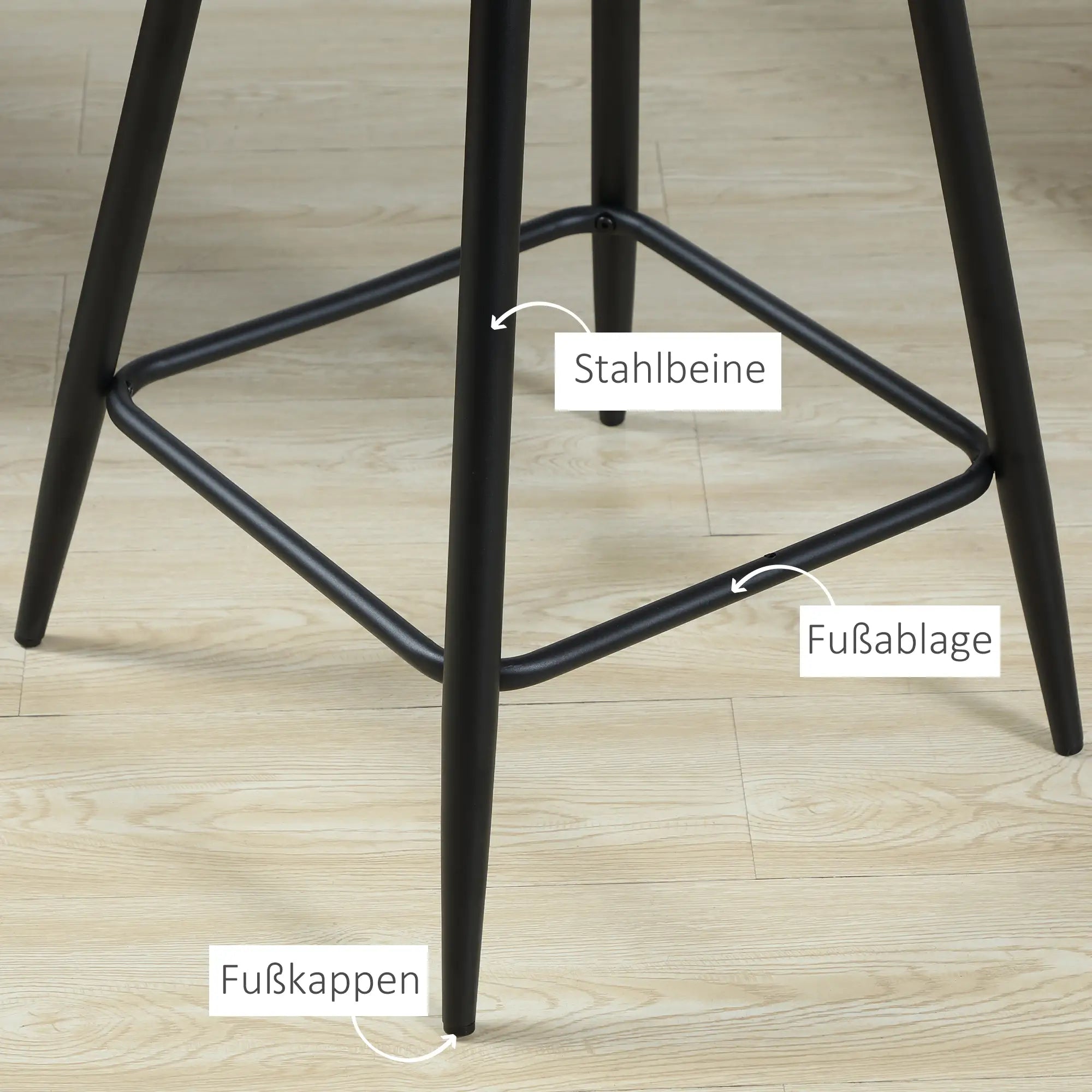 HOMCOM 2er-Set Barhocker im Retrodesign, Samtoptik, inkl. Fußstütze 50 cm x 56 cm x 98 cm Grau