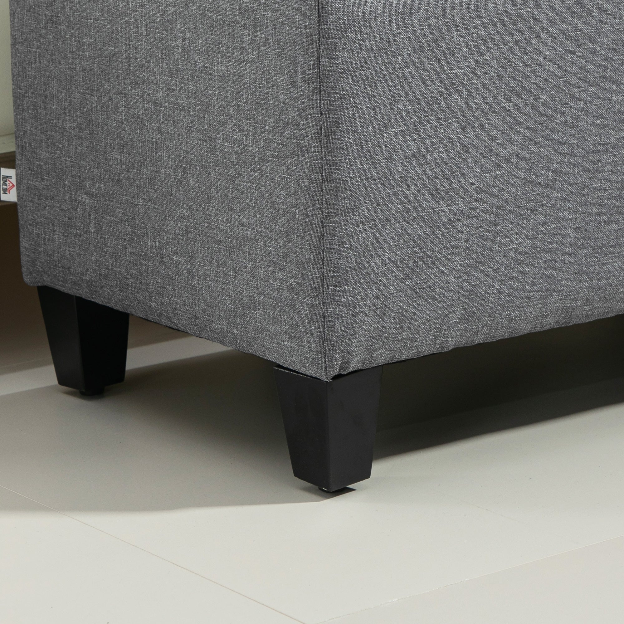HOMCOM Sitzbank, Polsterbank mit Stauraum, leinenartiges Polyester, Kautschukholz, 100 x 40 x 44 cm, Hellgrau