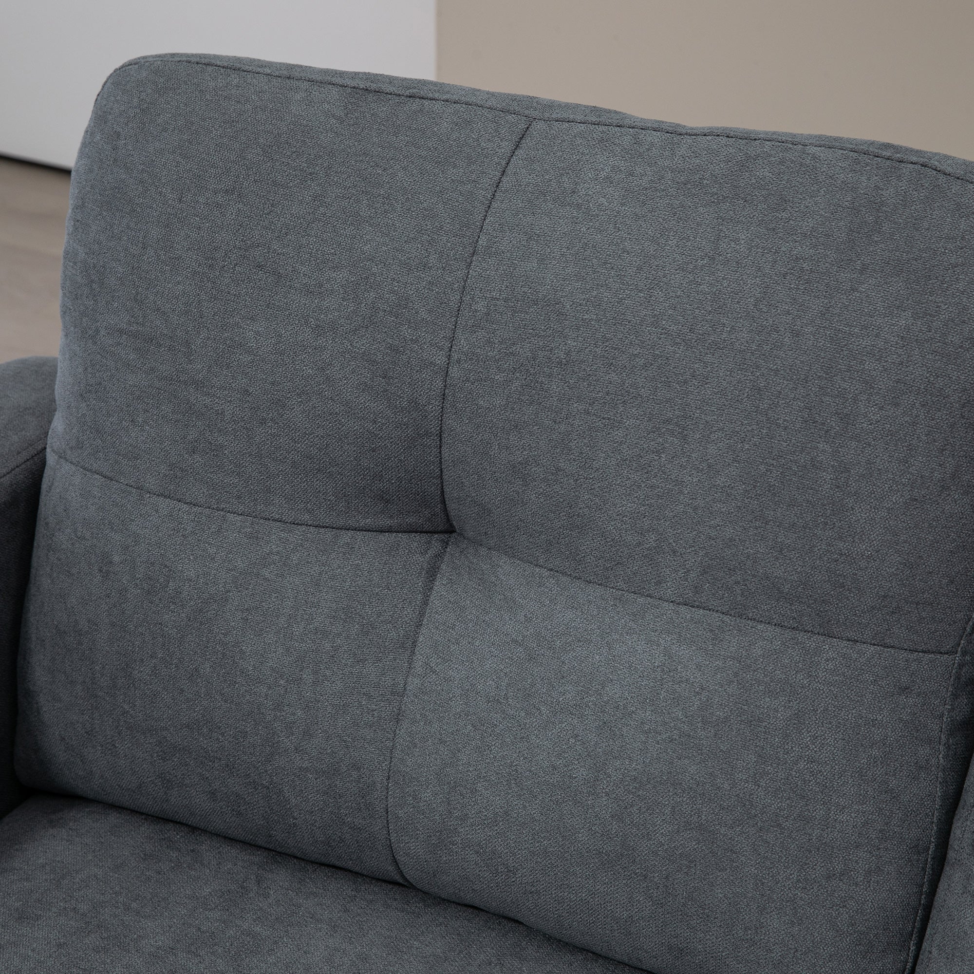 HOMCOM Ecksofa in L-Form, beidseitig anbringbare Chaiselongue, Polstersofa, Dunkelgrau