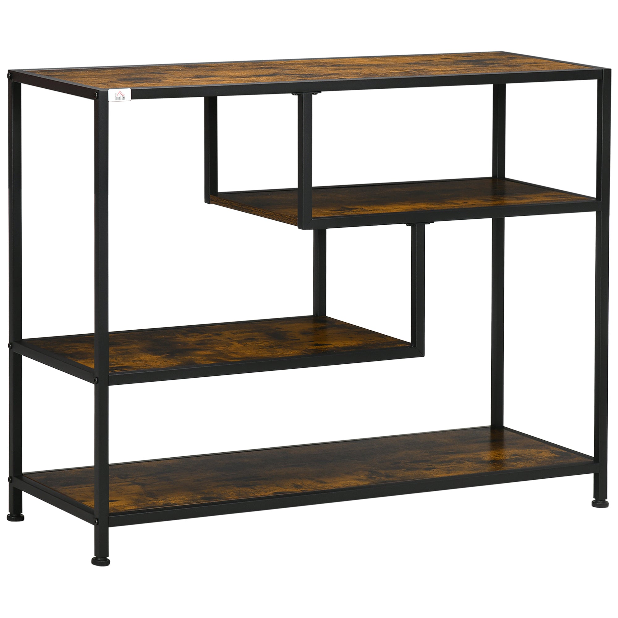 HOMCOM Konsolentisch mit 4 Ebenen, Stahlrahmen, Schwarz, 99,6×33,6×74 cm