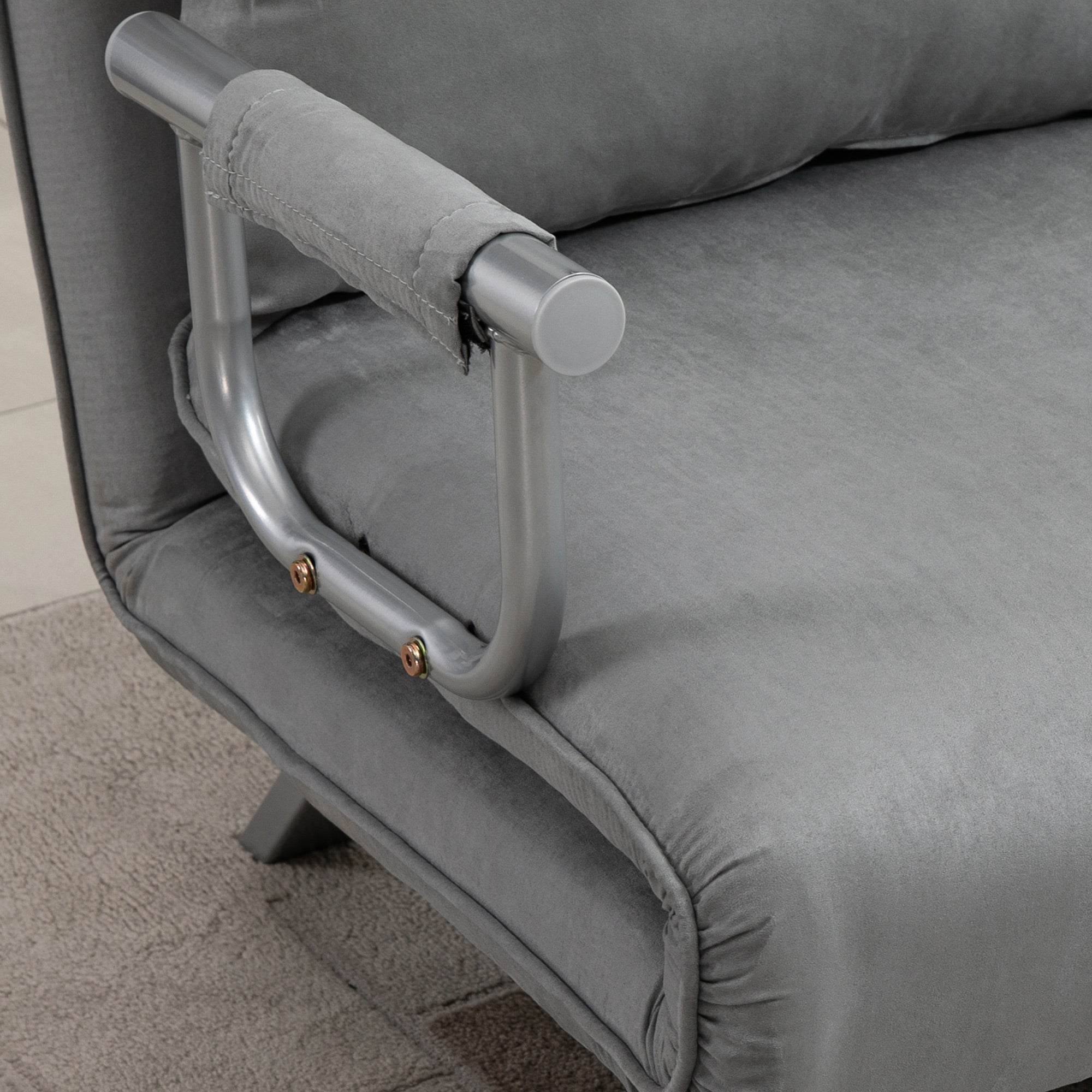 HOMCOM Schlafsofa, Doppelsofa, Gästebett, inklusive 2 Kissen, Grau