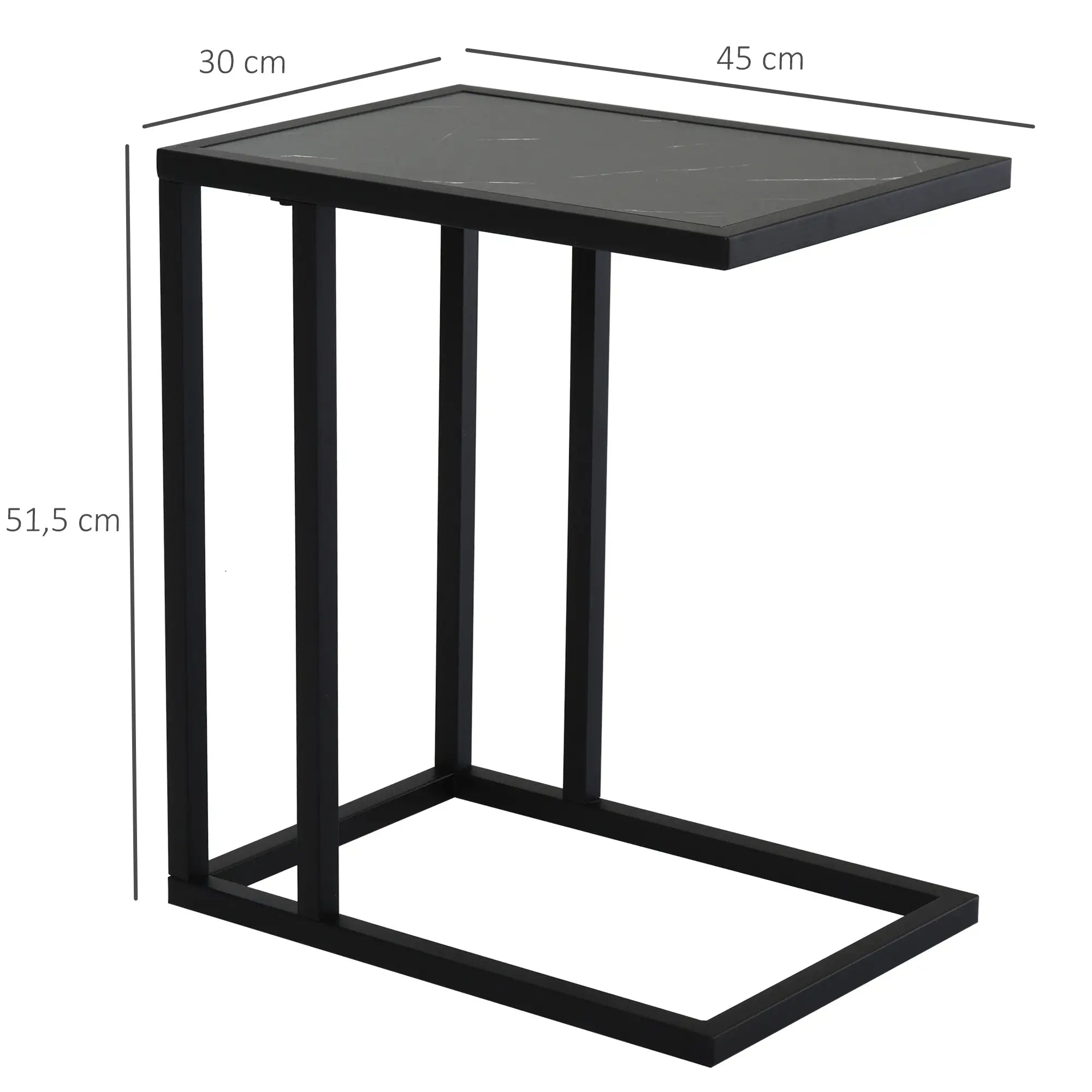 HOMCOM Beistelltisch C-Form Marmoroptik für Sofa oder Bett
