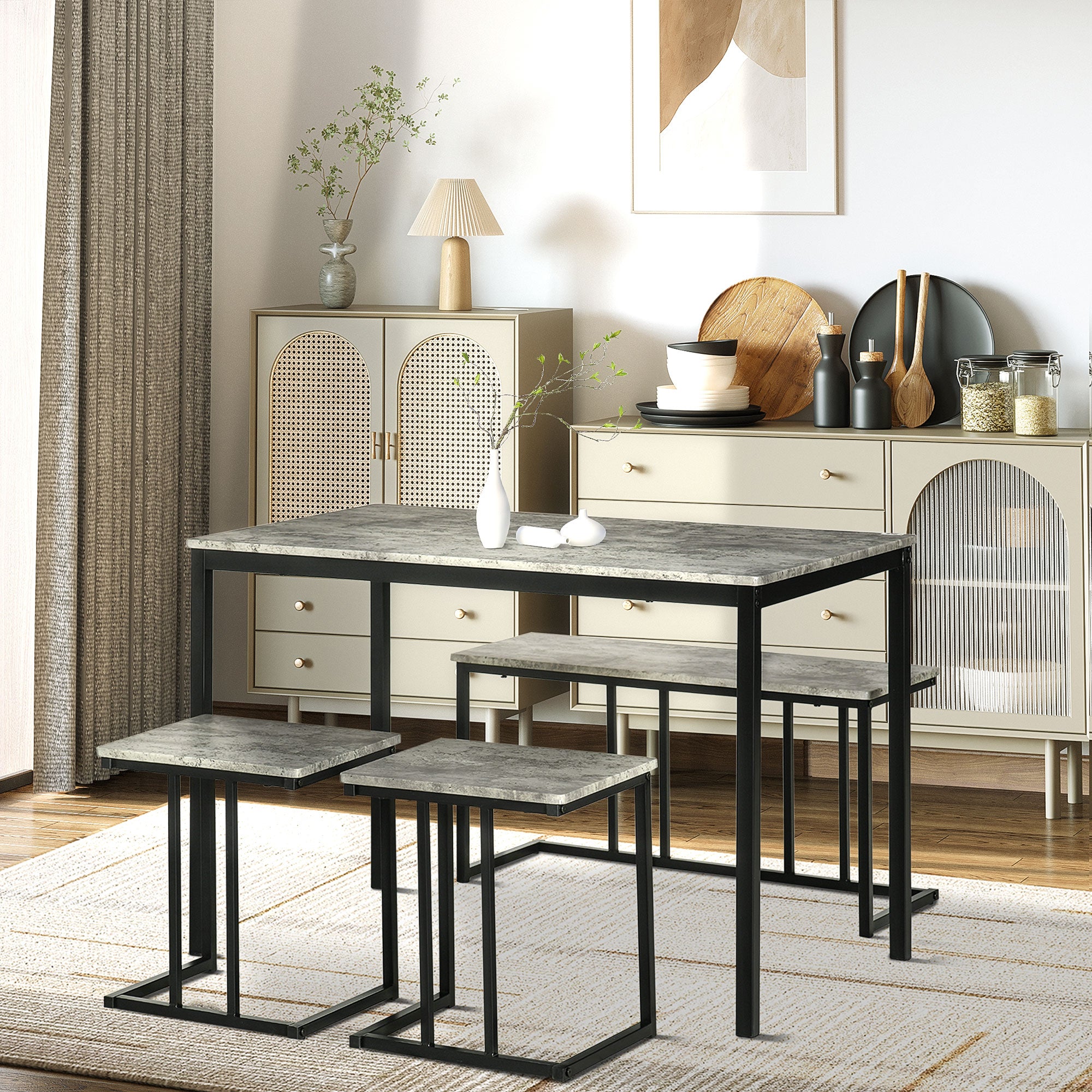 HOMCOM Essgruppe 4-teilig platzsparend komplettset für 4 Personen