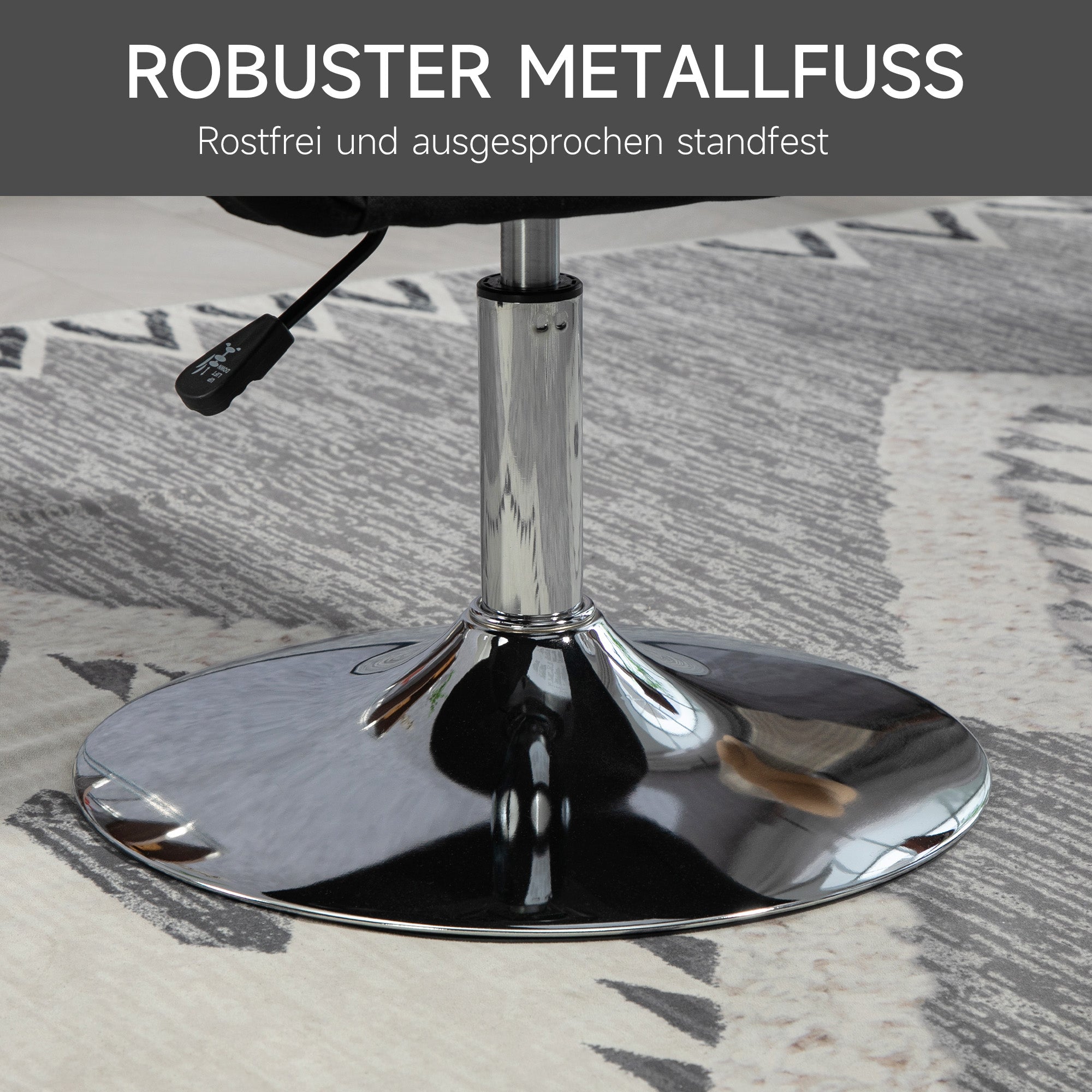 HOMCOM Drehstuhl, höhenverstellbarer Bürostuhl, leinenartiges Polyester, Metall, 60 x 60 x 79-91 cm, Schwarz