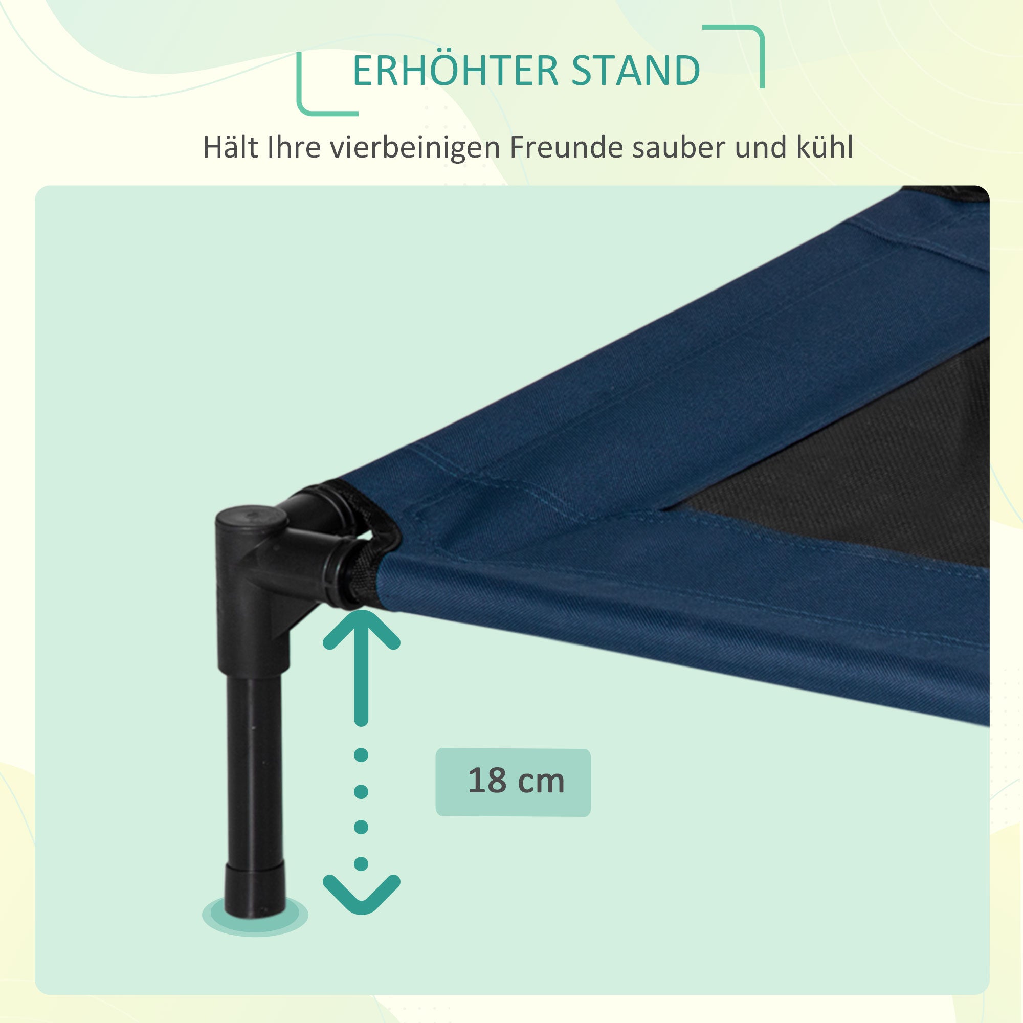 PawHut Hundebett Hundeliege Outdoor Katzenbett Haustierbett Schlafplatz Stahl 600D Oxford-Gewebe Blau 76 x 61 x 18 cm