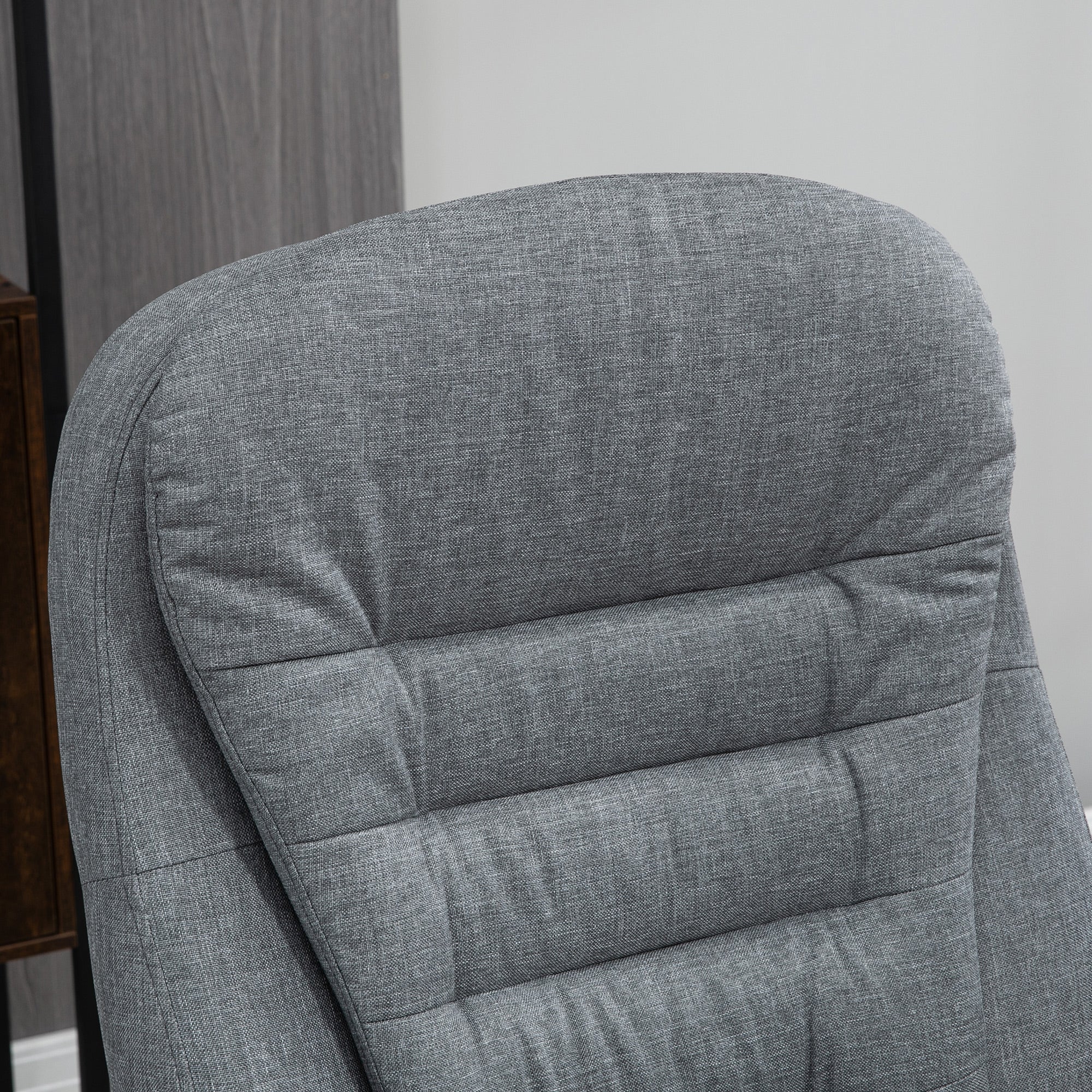 Vinsetto Bürostuhl Arbeitsstuhl Schreibtischstuhl Drehstuhl 360° Ergonomisch Wippfunktion Höhenverstellbar Grau Leinen 64 x 75 x 111-121 cm