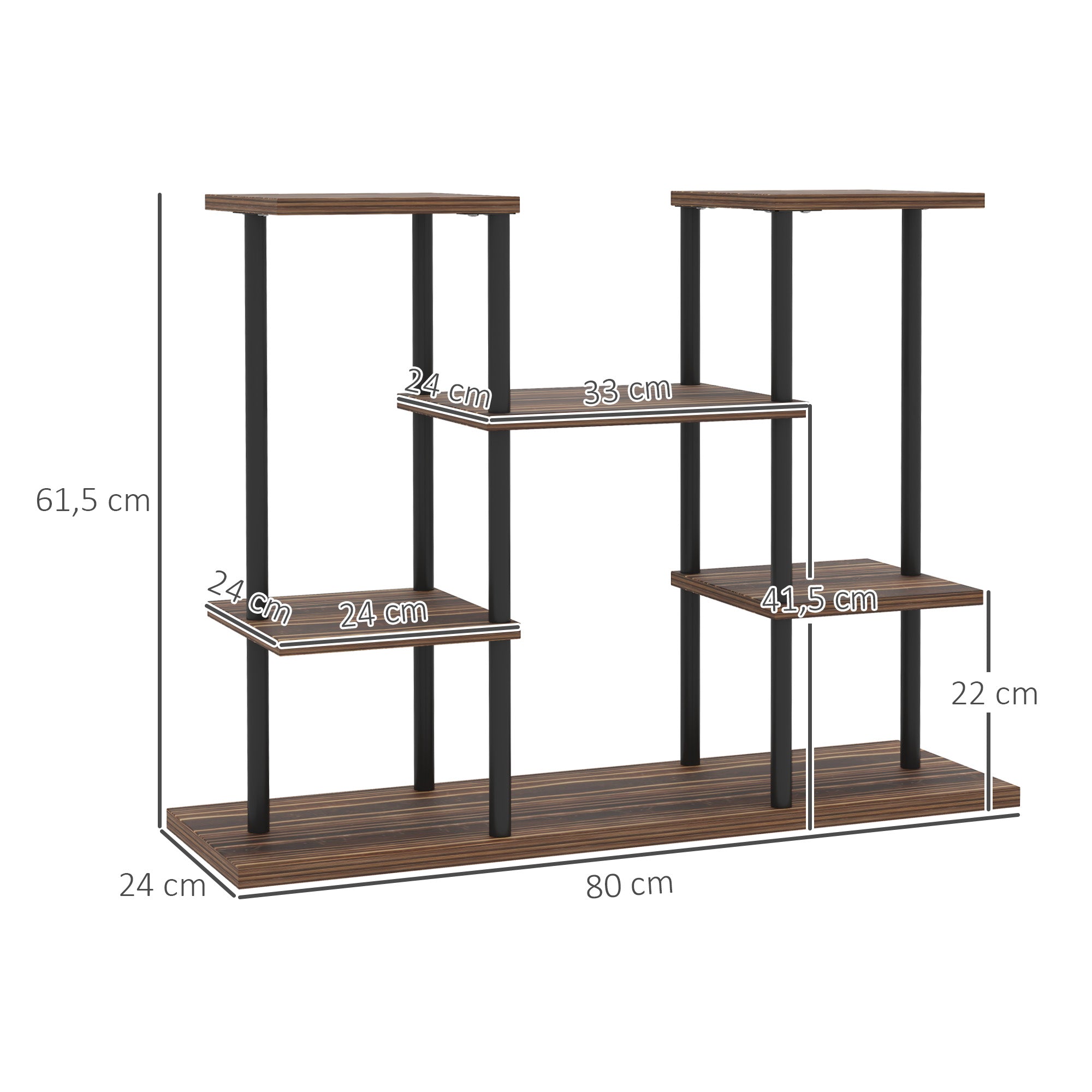 Outsunny Blumenständer mit 4 Ebenen, 4-stufiger Pflanzenständer, Blumentopfhalter für drinnen und draußen, Holz, Stahl