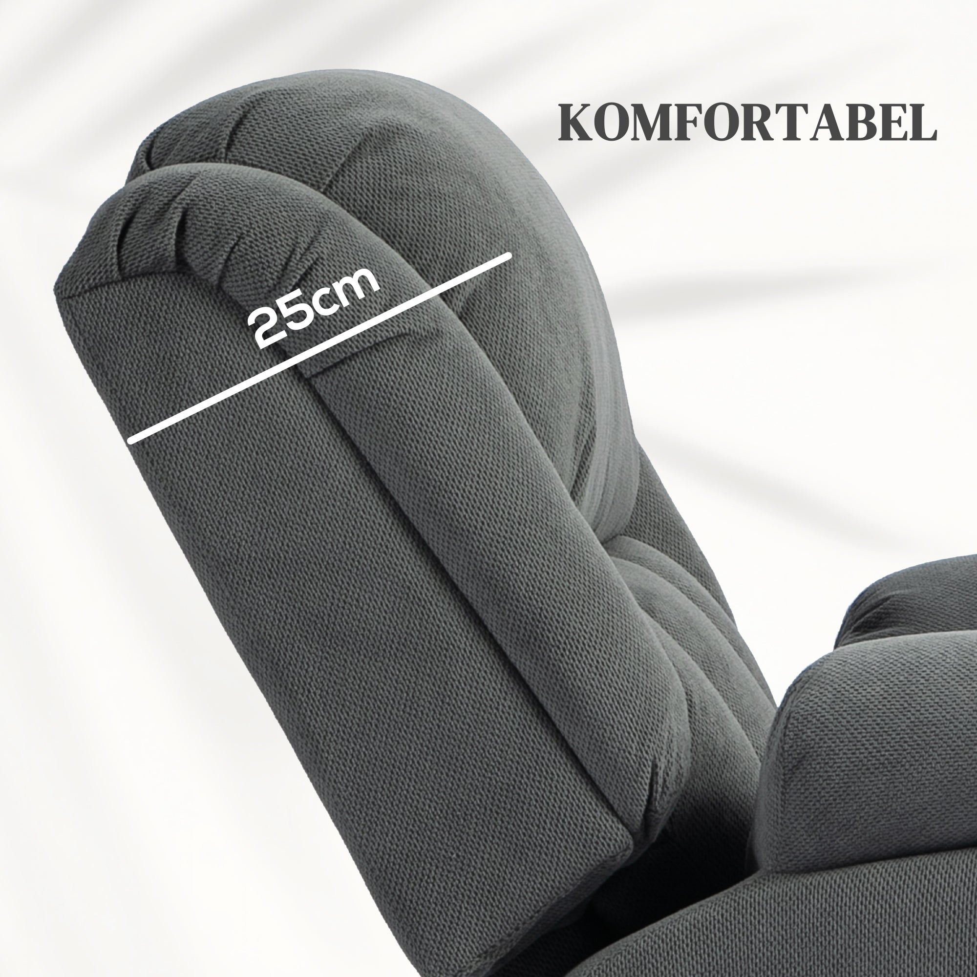 HOMCOM Fernsehsessel mit Massage- und Wärmefunktion, Elektrischer Aufsteh-Sessel, Fernbedienung, Seitentaschen, Grau