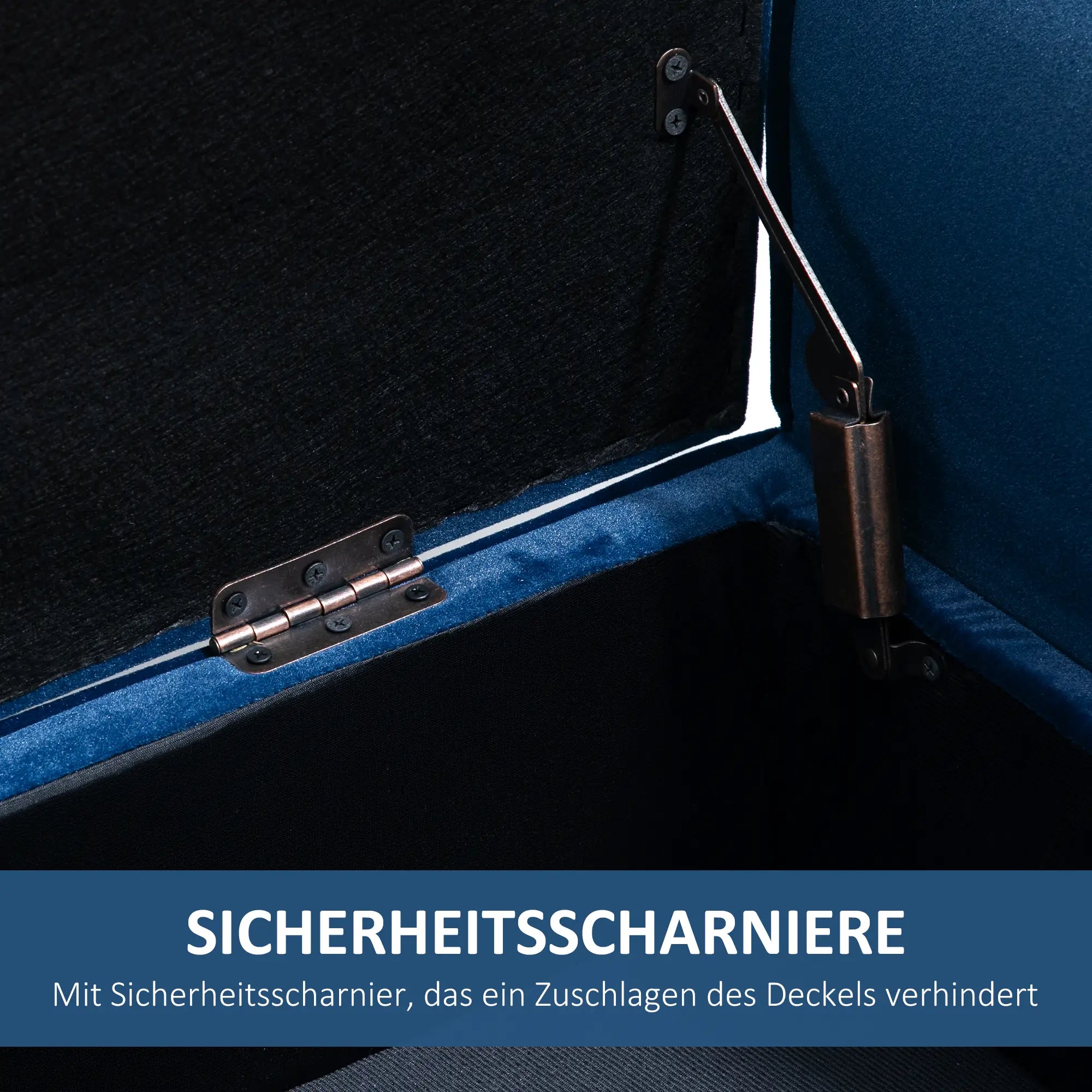 HOMCOM Polsterbank mit Stauraum und Armlehnen Samtoptik Blau