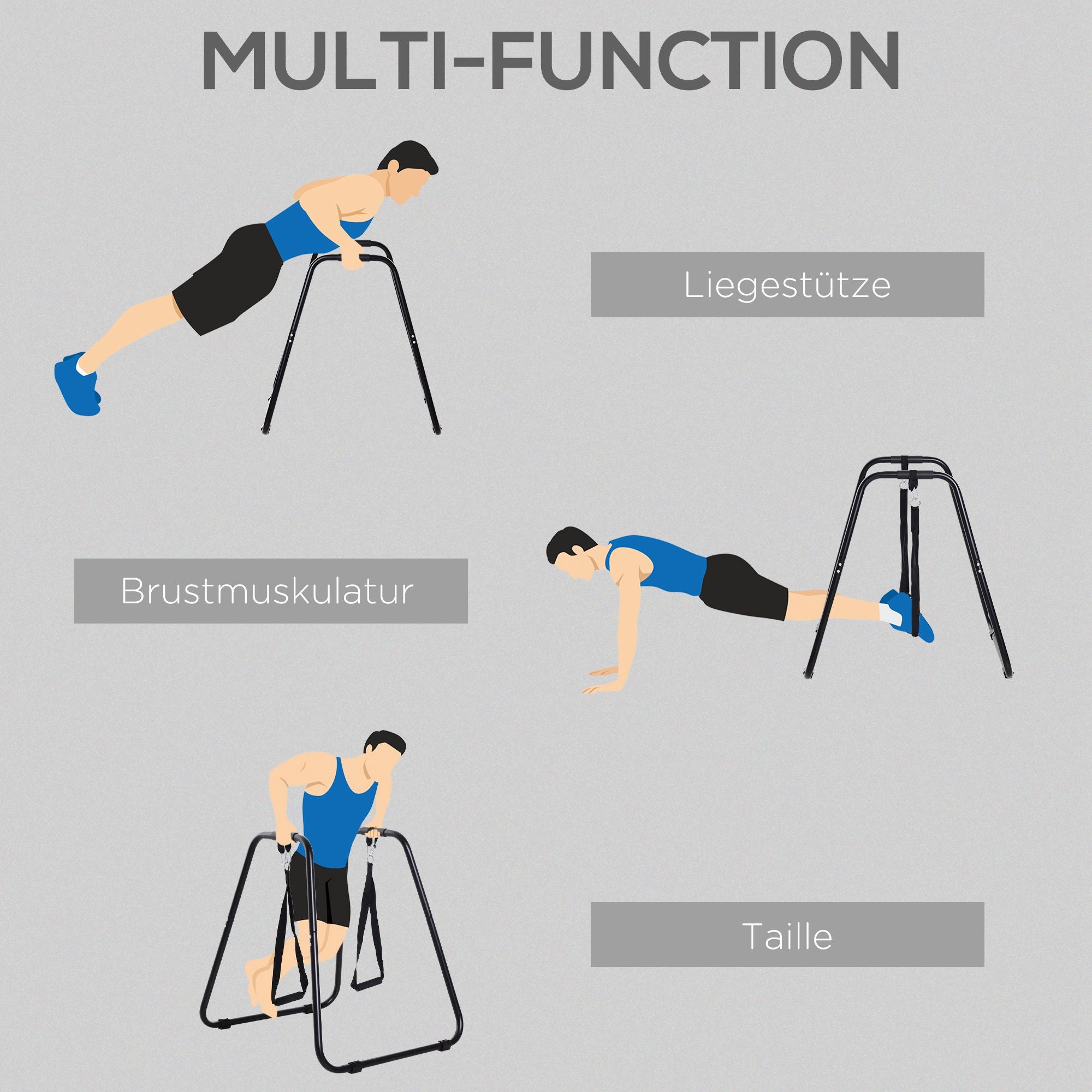 HOMCOM Dip Barren Dipstation bis 120 kg belastbar Fitnessgeräte für Zuhause Parallettes Calisthenics Equipment für Krafttraining