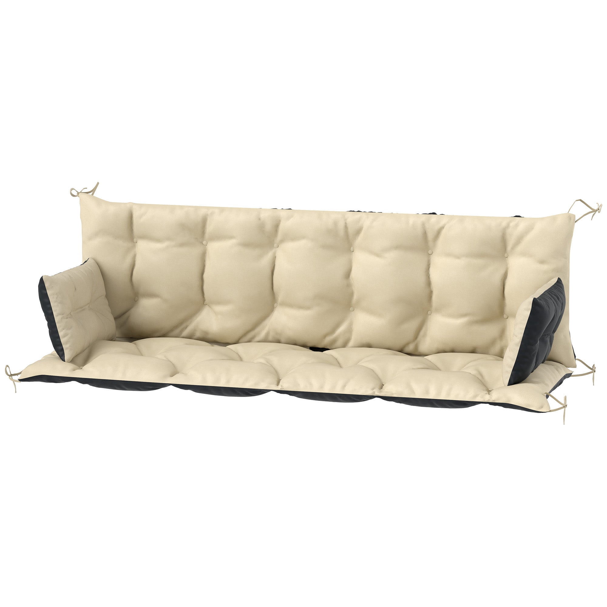Outsunny Outdoor-Kissen-Set für Bank oder Hollywoodschaukel, zweifarbig, Polyester, Schaumstoff, 180 x 110 x 8 cm, Beige+Schwarz