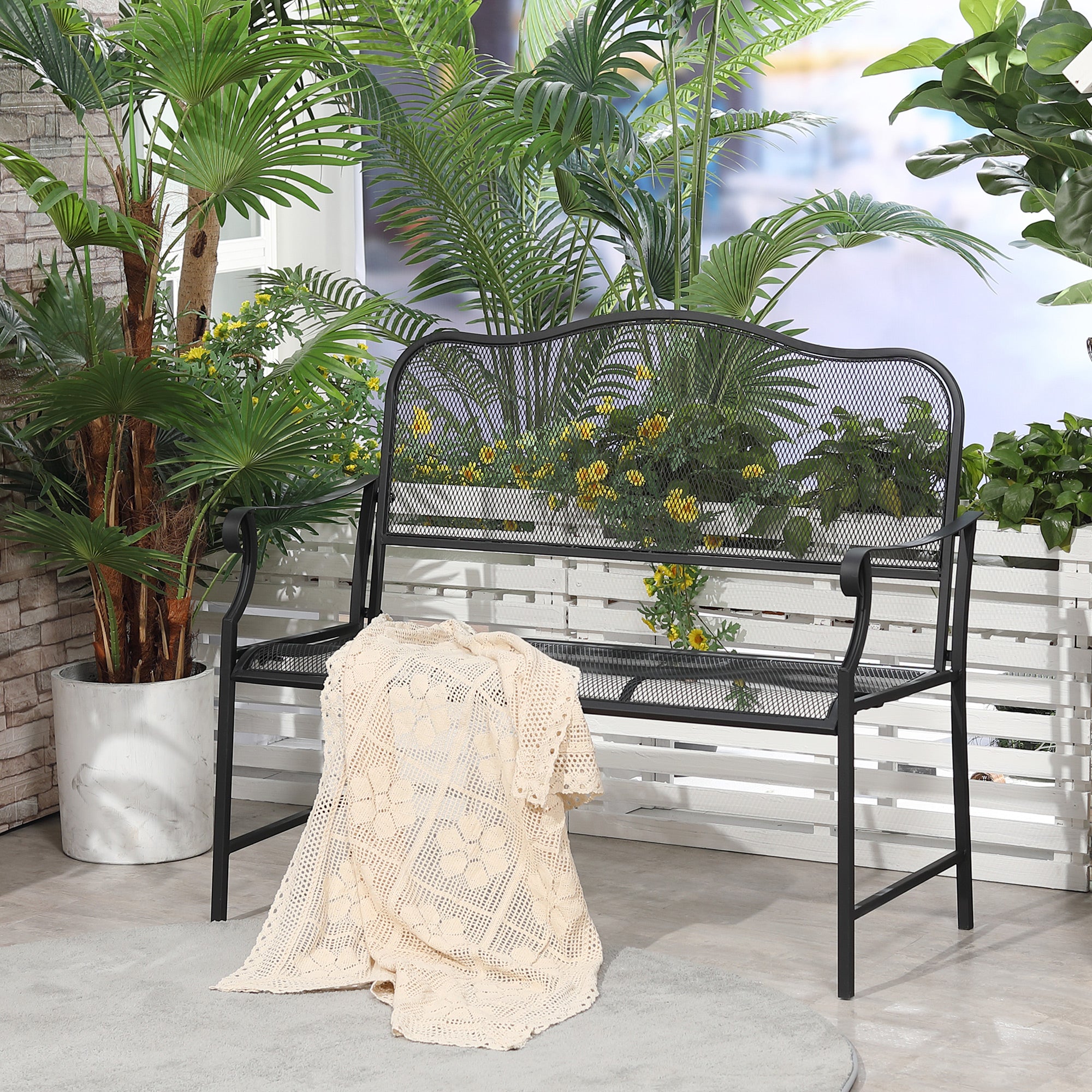 Outsunny Gartenbank 2-Sitzer Nostalgie-Design komfortabel