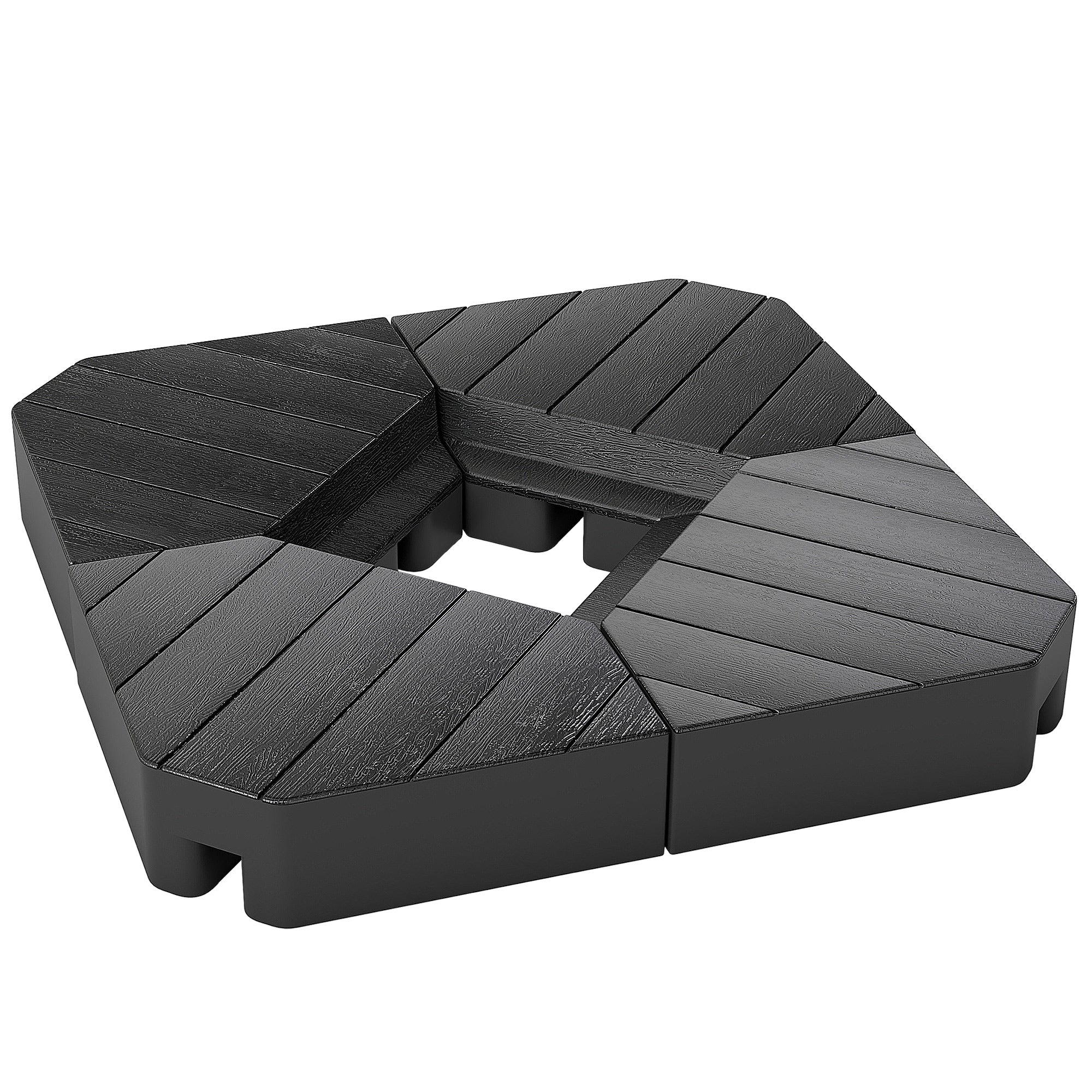 Outsunny Basisgewichte für Sonnenschirmständer, mit Wasser und Sand befüllbar, Kunststoff, 80L x 80B x 13H cm, Schwarz