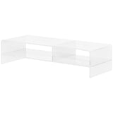 HOMCOM Monitorständer Schreibtisch Organizer mit Schublade Bambus