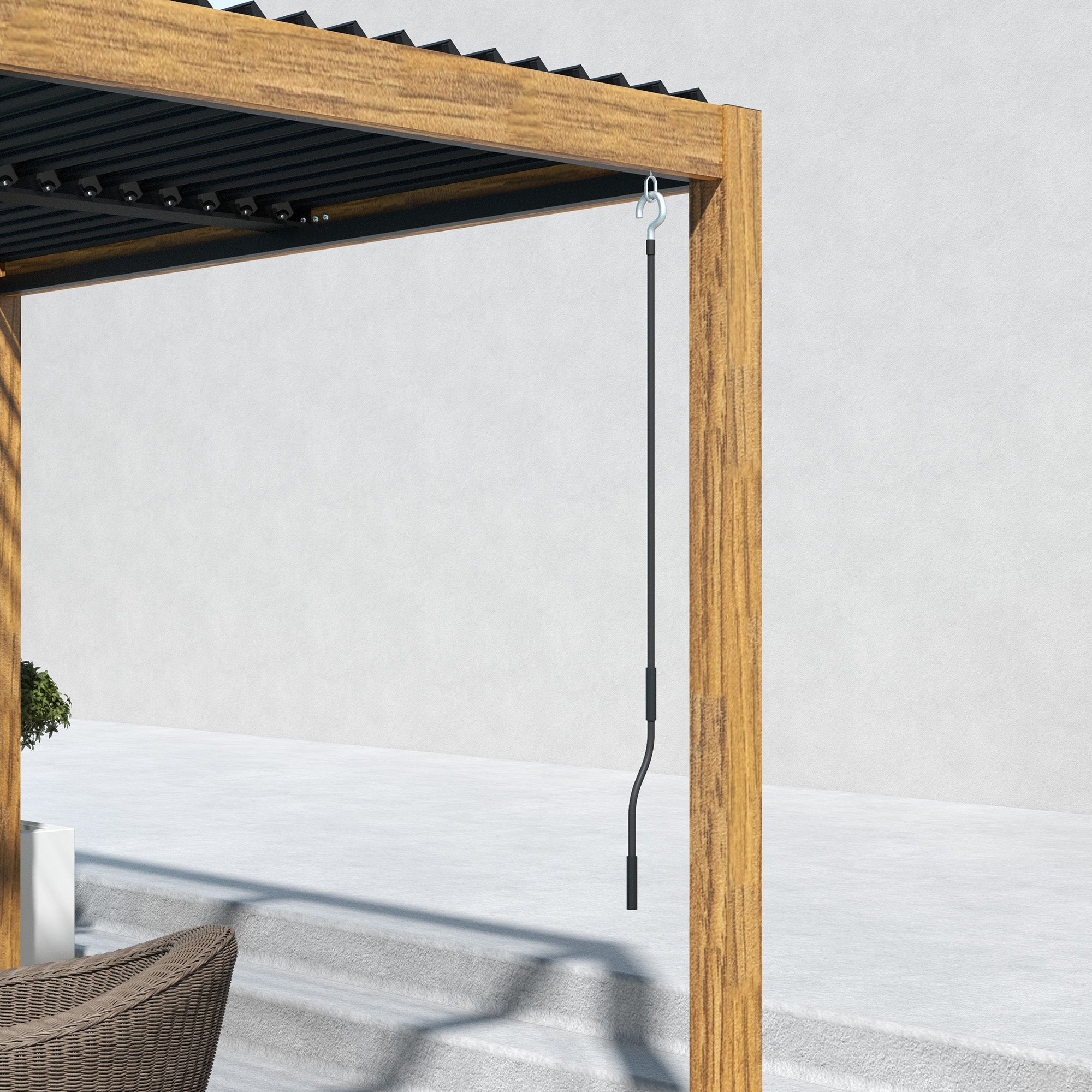 Outsunny Pergola Gartenzelt, wetterbeständig, Handkurbel, Aluminium, 3x3m, Schwarz/Natur