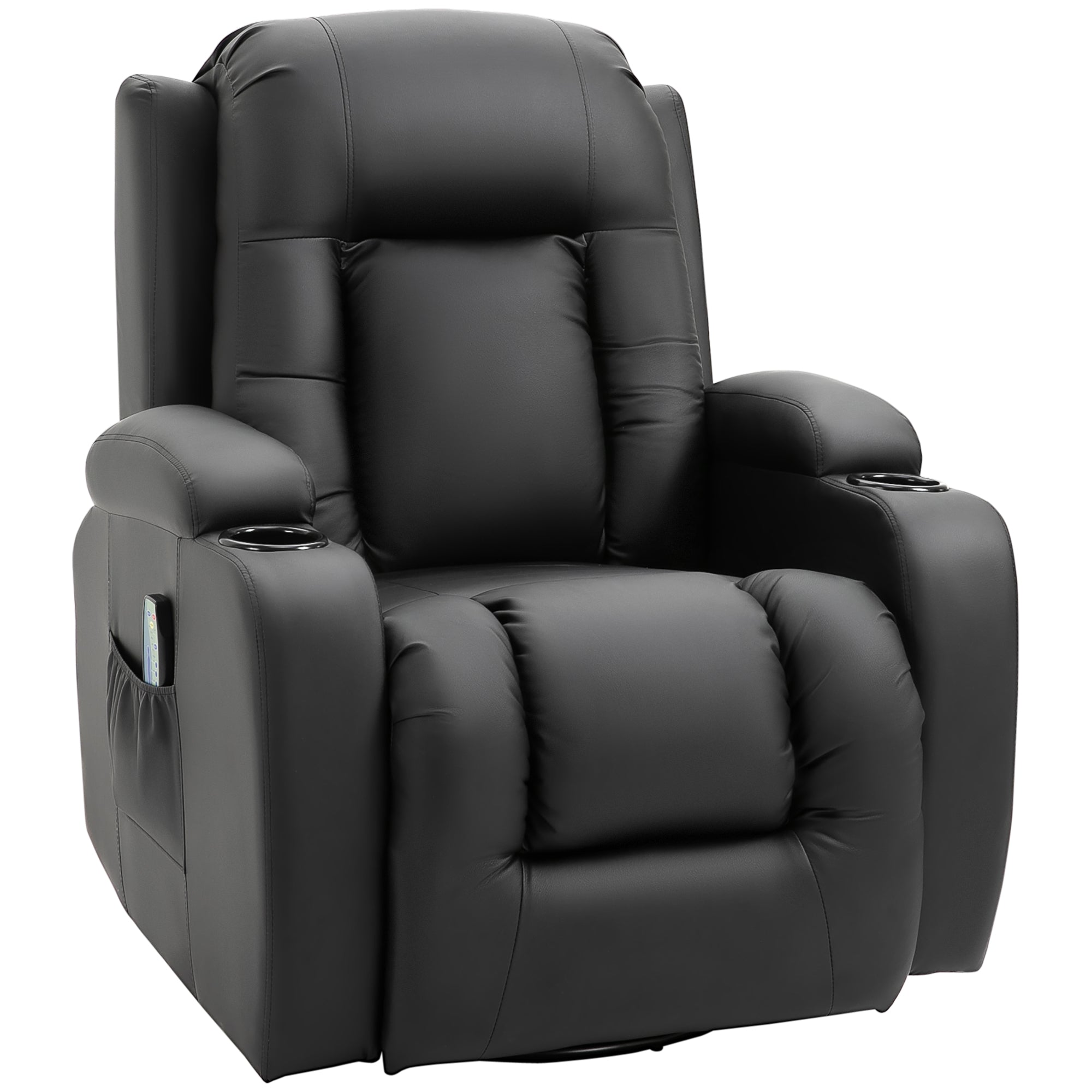 HOMCOM Massagesessel, Relaxsessel, Wippfunktion, 8 Vibrationspunkte, inkl. Fernbedienung, Schwarz
