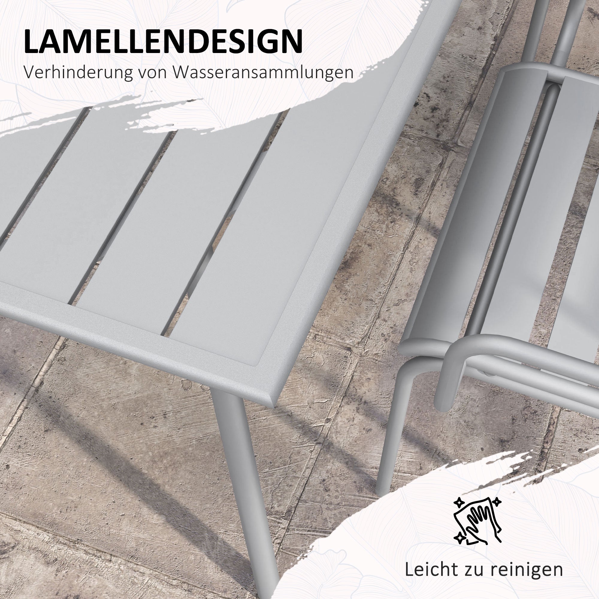 Outsunny 5-teilige Gartensitzgruppe Outdoor Sitzgruppe Gartenmöbel-Set, wetterbeständig, modernes Design, 80 x 80 x 74 cm, Grau