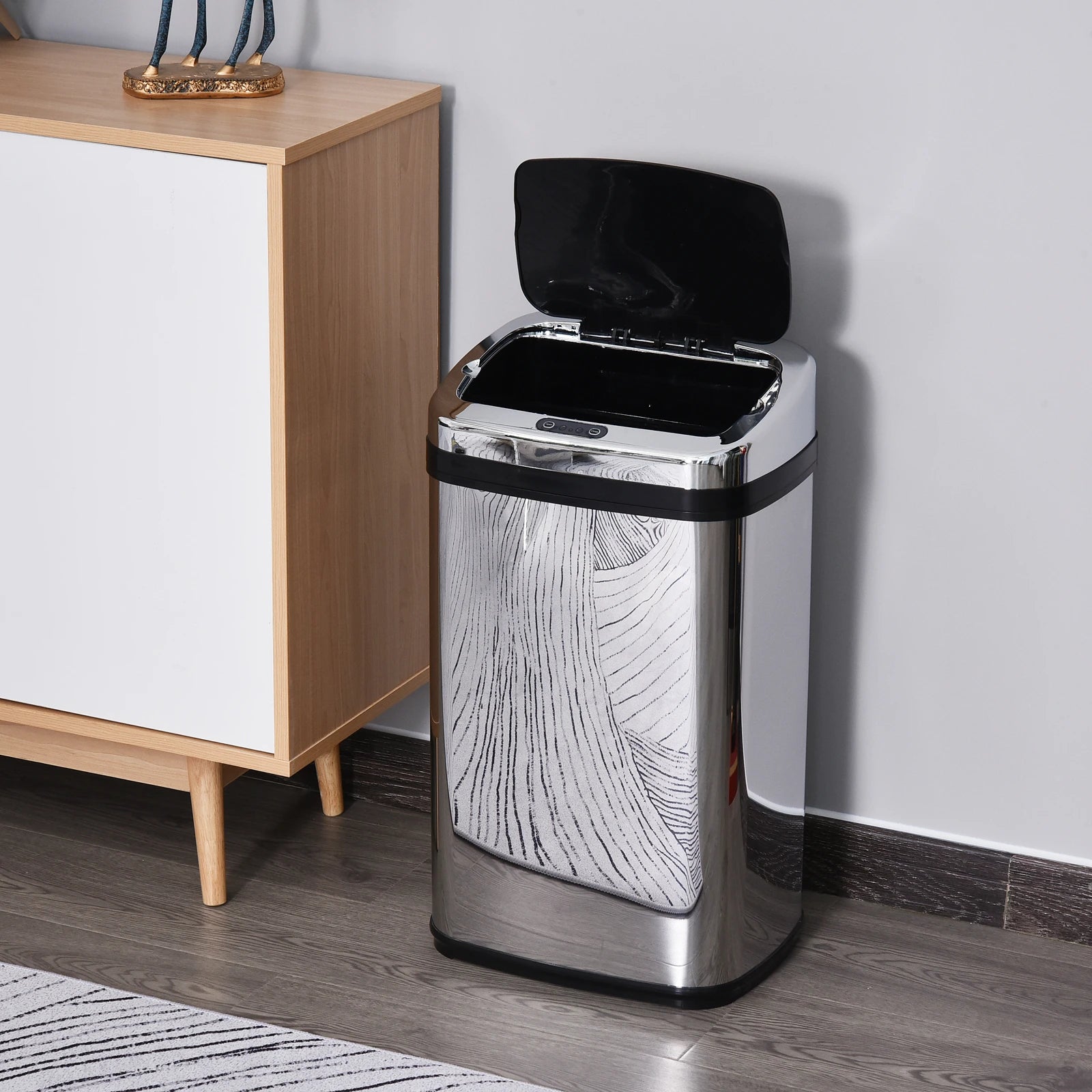 HOMCOM Edelstahl Automatik Sensor Mülleimer Abfalleimer IR Sensor mit/ohne Inneneimer rund viereckig (30L/viereckig)