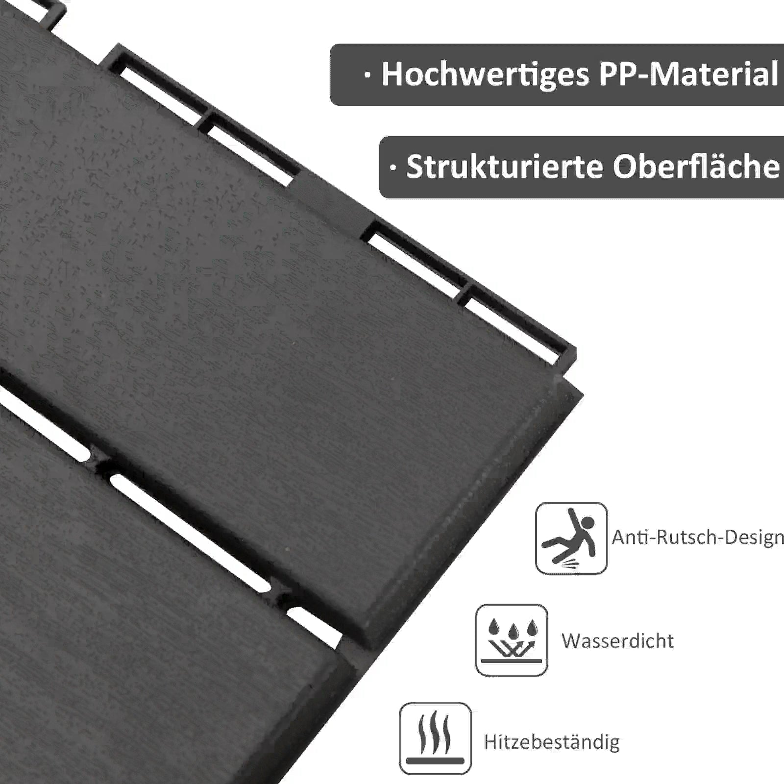Outsunny Terrassenfliesen Klickfliesen Outdoor Holzoptik umweltfreundlich