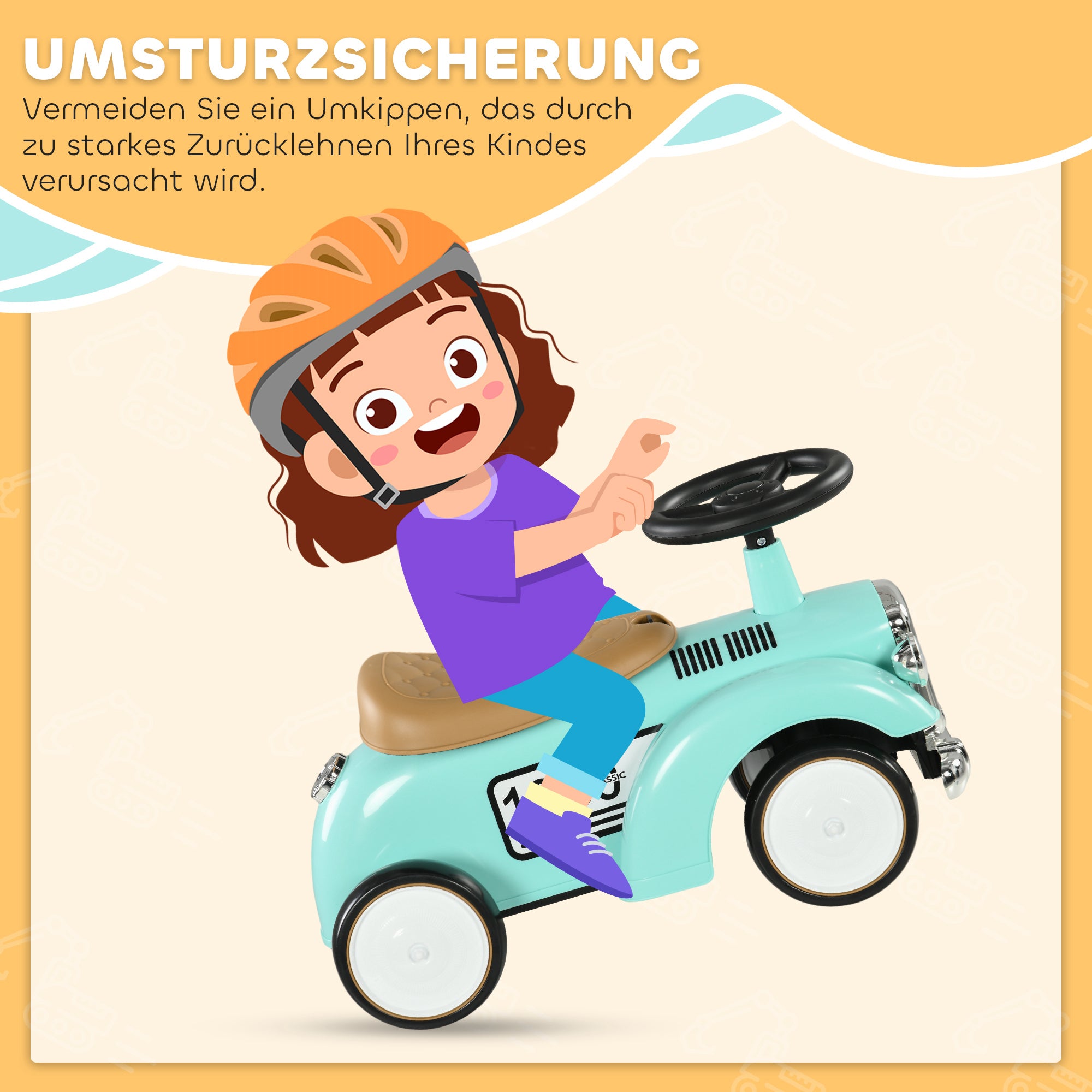 AIYAPLAY Kinder Rutschauto, Vintage-Design, versteckter Stauraum, Kippschutz, Hupe, 12-36 Monate, Grün