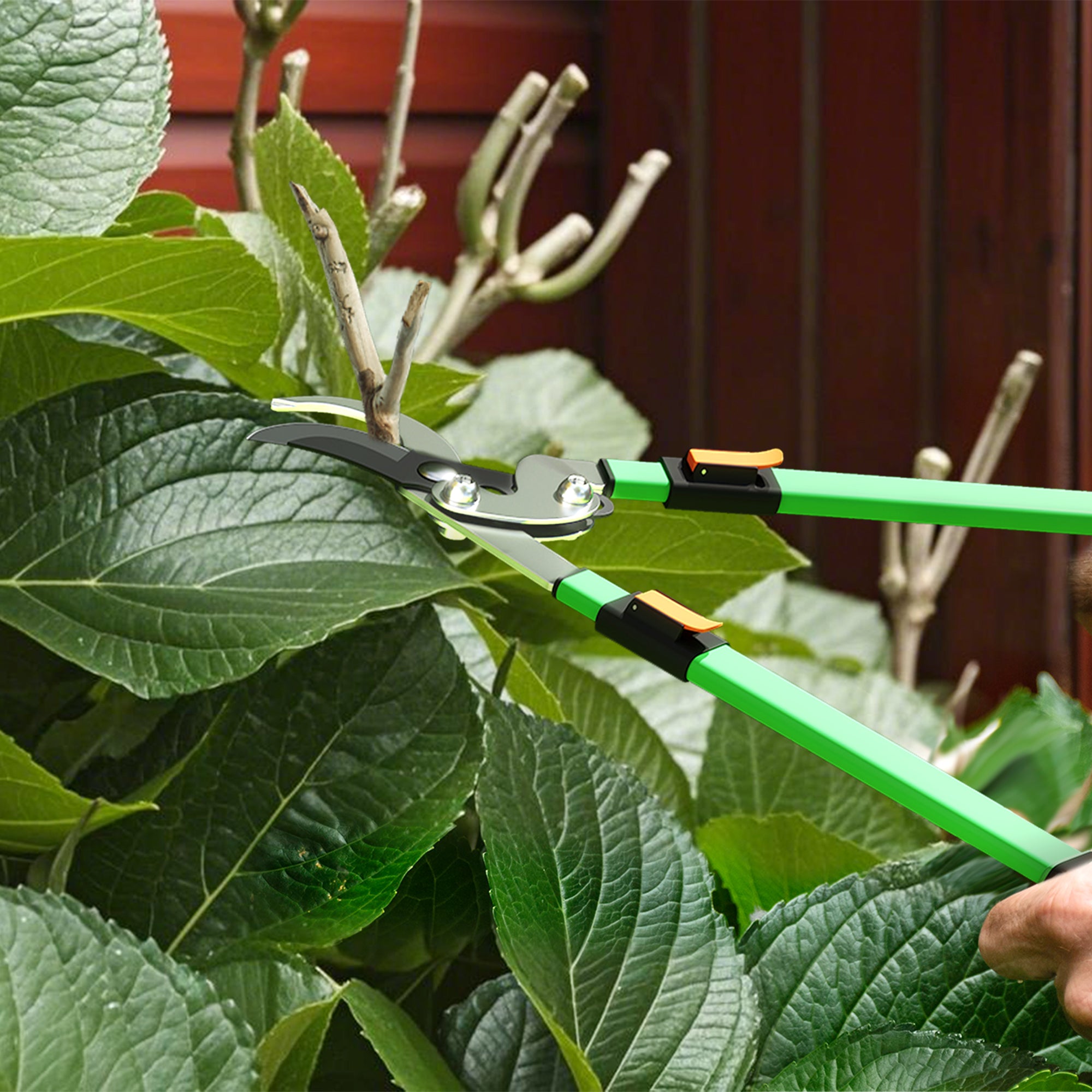 Outsunny Heckenschere Set 2-teilig Gartenschere Messerlänge 90 cm Astschere mit Metallklingen, ausziehbarer Griff