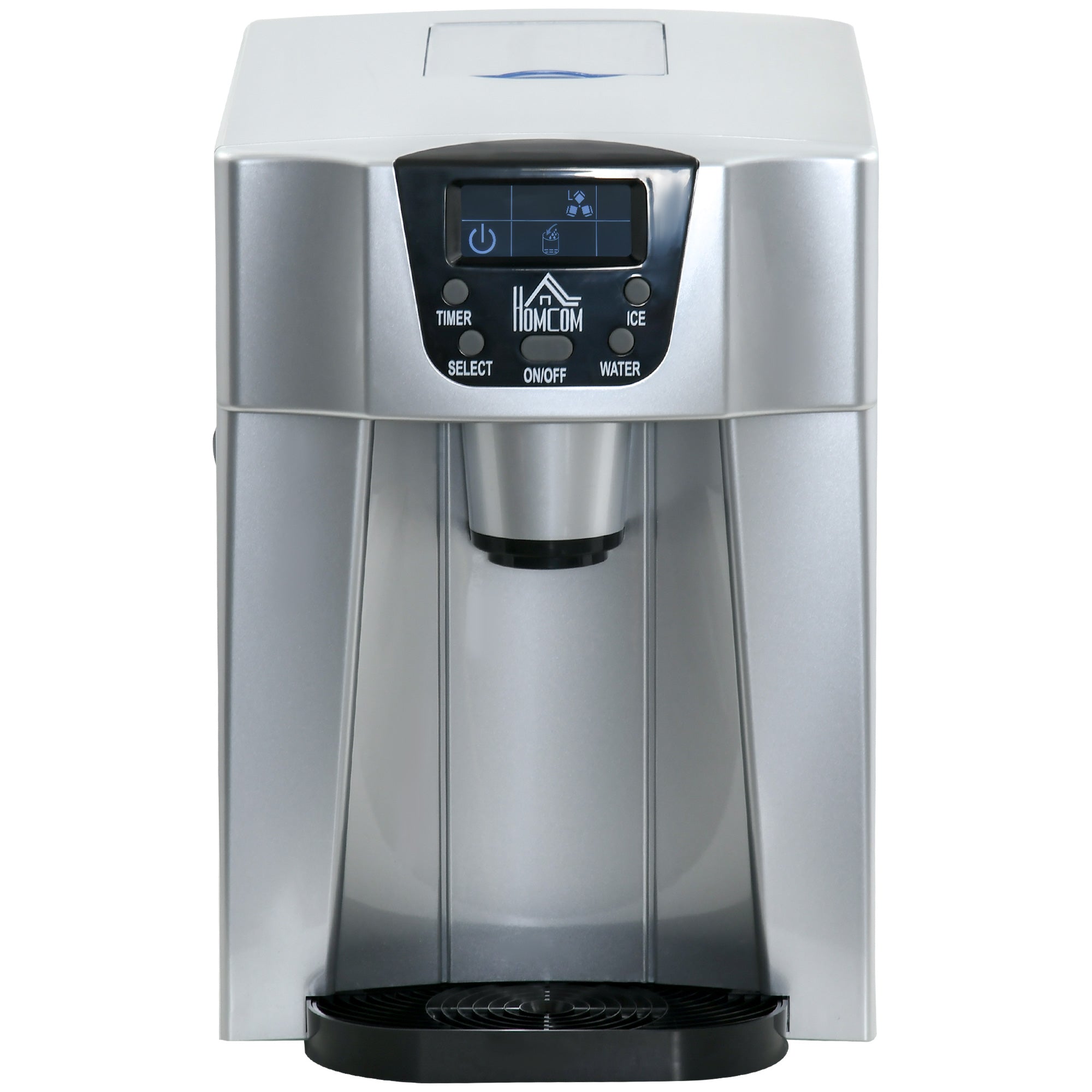 HOMCOM Eiswürfelmaschine Eiswürfelbereiter Ice-Maker, Timer-Funktion, 1,2 L Wassertank,  Silber