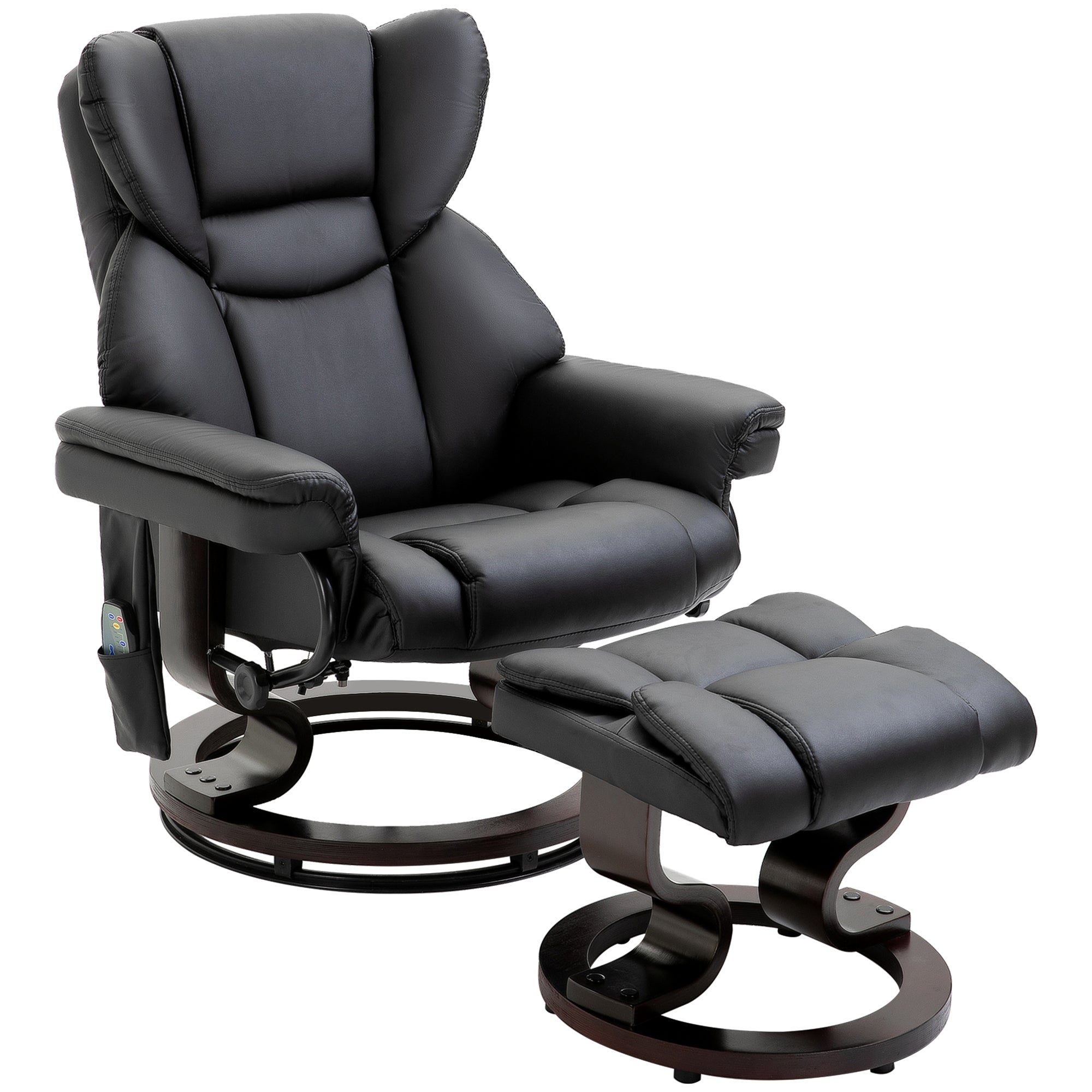 HOMCOM Relaxsessel mit Massagefunktion Fußhocker Liegefunktion Kunstleder 79 x 82 x 101 cm