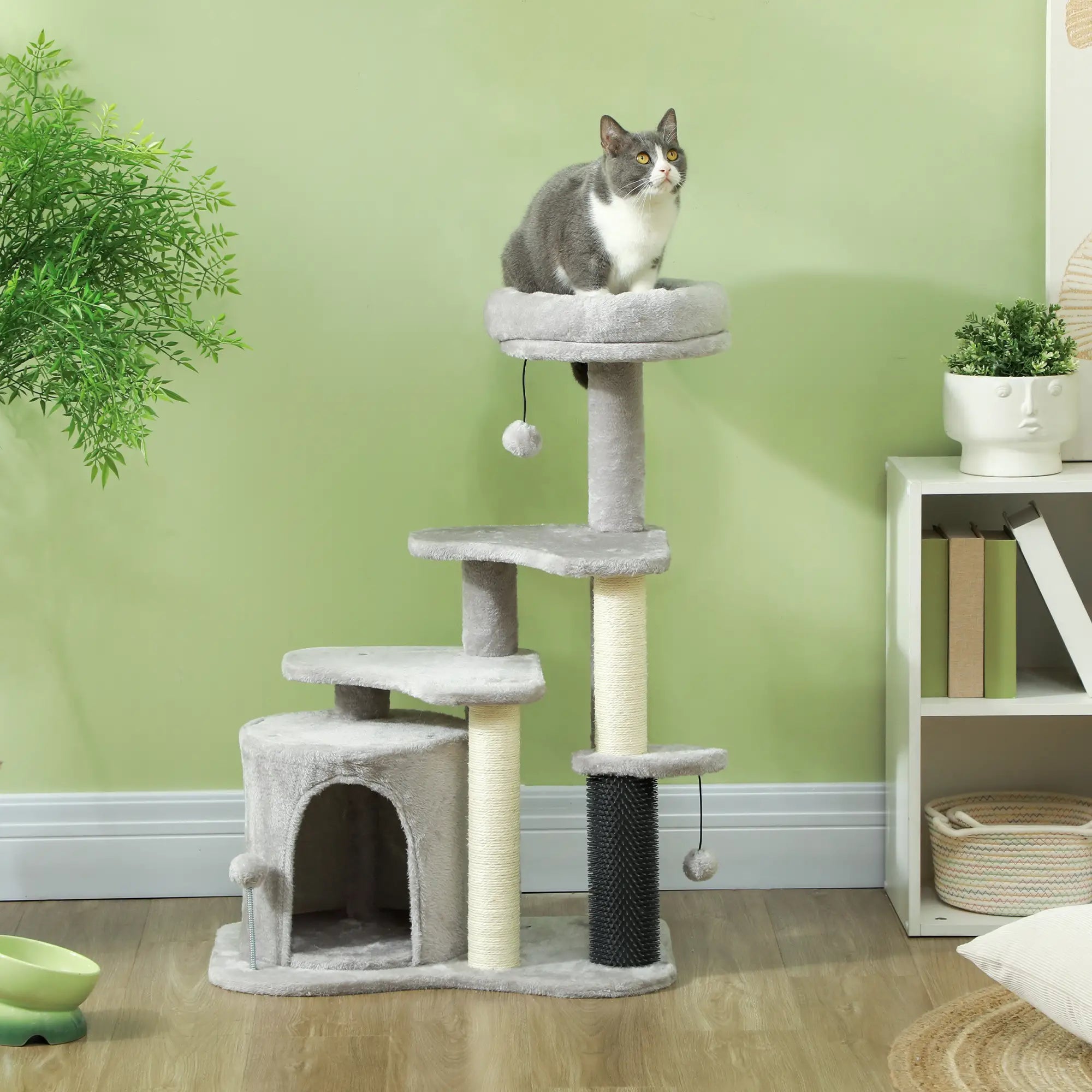 PawHut Kratzbaum 87 cm Katzenbaum mit Katzenhöhle