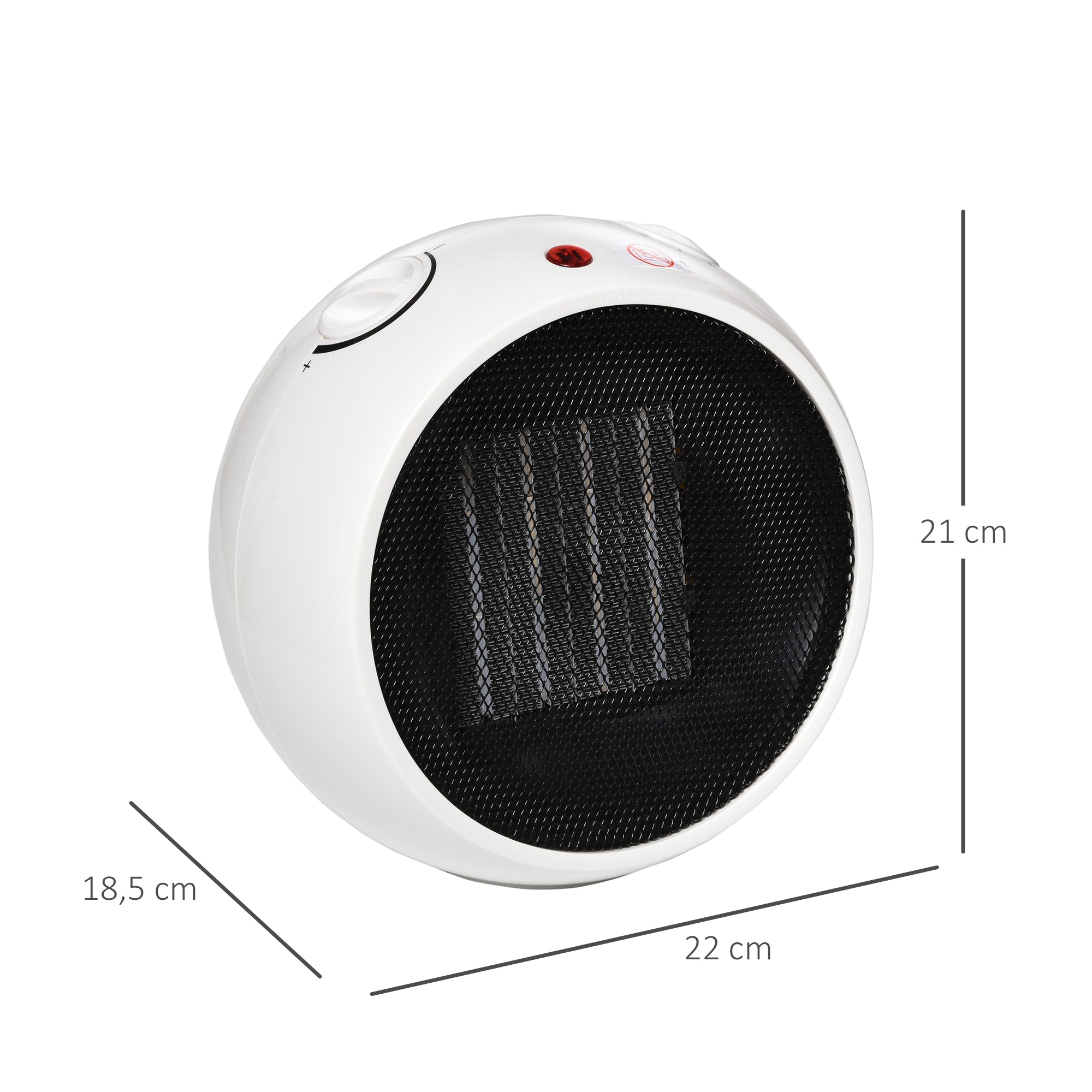 HOMCOM Heizlüfter Heizgerät Elektroheizer Heizer Heizung Wärme 900W/1500W PP-Kunststoff Weiß+Schwarz 22 x 18,5 x 21 cm