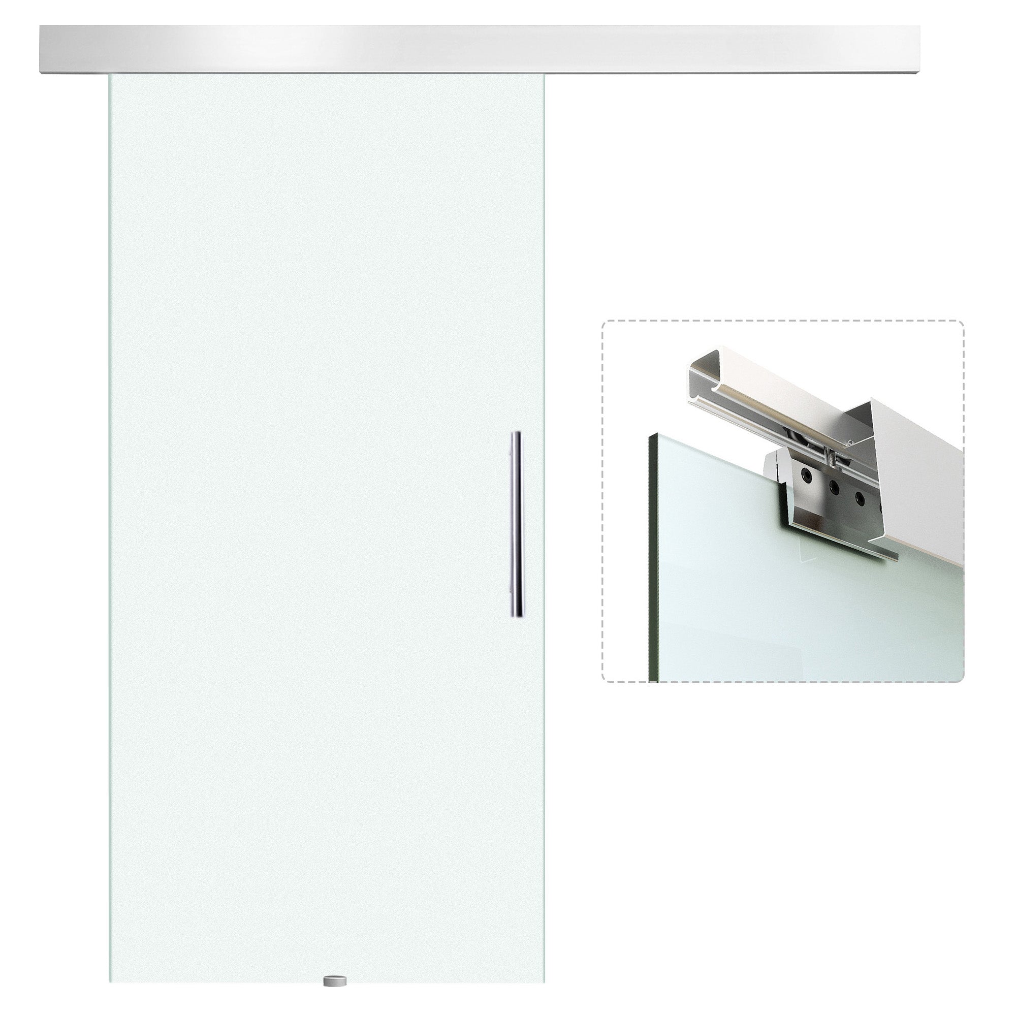 HOMCOM Glasschiebetür mit Aluminium-Hängesystem Komplettset