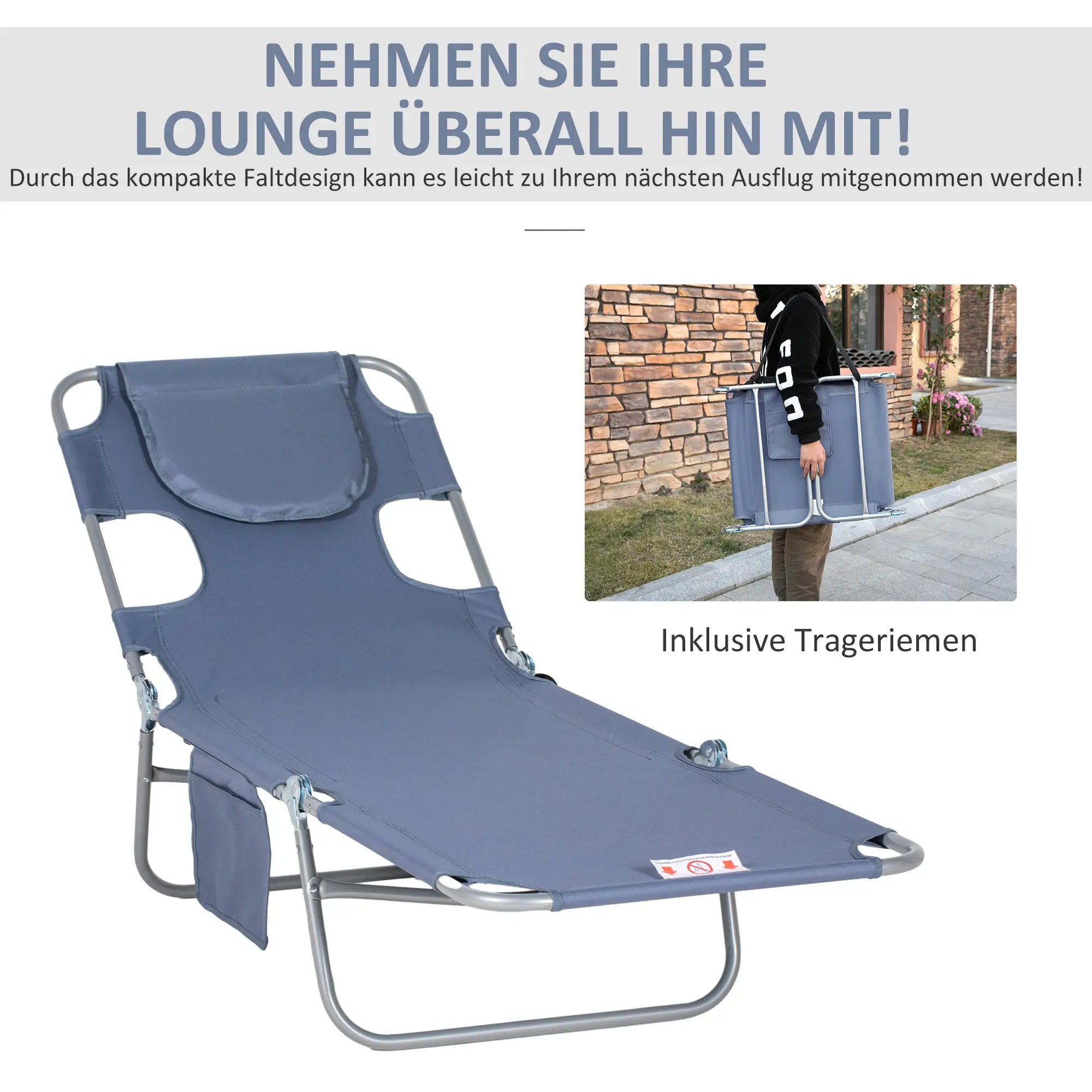 Outsunny klappbare Sonnenliege mit Lesefenster