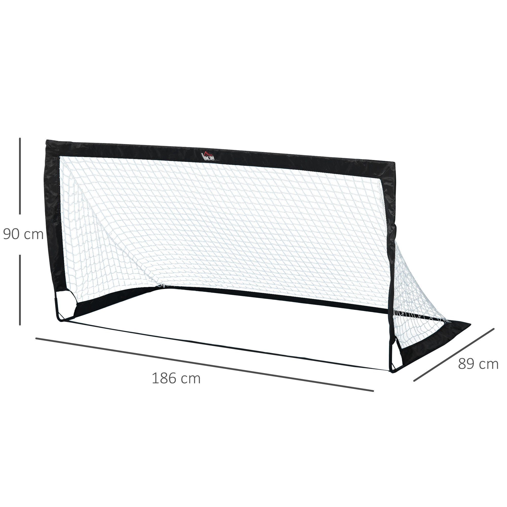 HOMCOM Fußballtor 2er Set faltbar 183 x 90 x 90 cm Fussballtor mit Tragetasche wetterfest Outdoor Fußball Tore für Erwachsene Fußballtore für Garten Training Freizeit Schwarz