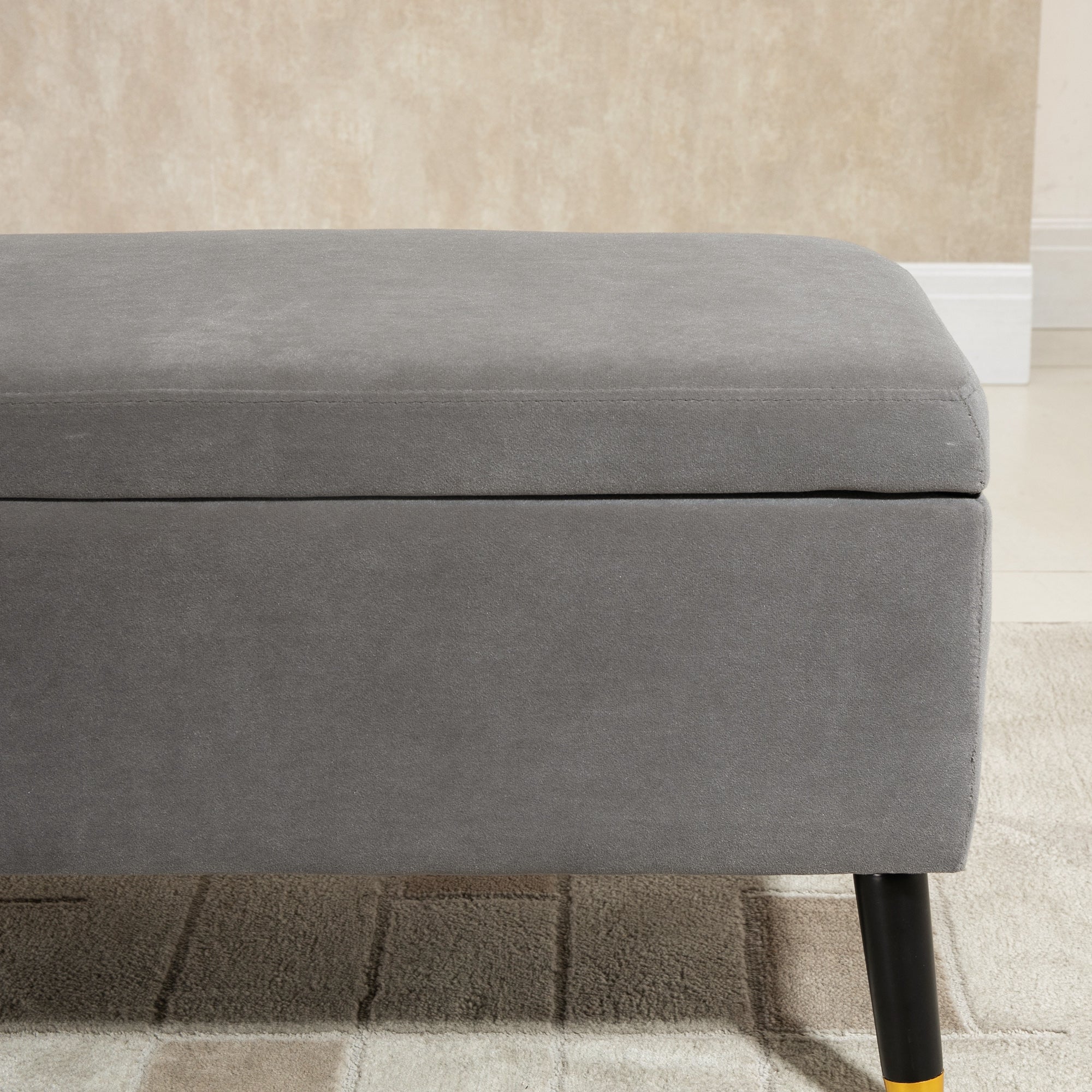 HOMCOM Sitzbank, Polsterbank mit Stauraum, Truhenbank, Metall, Schaumstoff, Kautschukholz, Kohlegrau, 110 x 43 x 45 cm