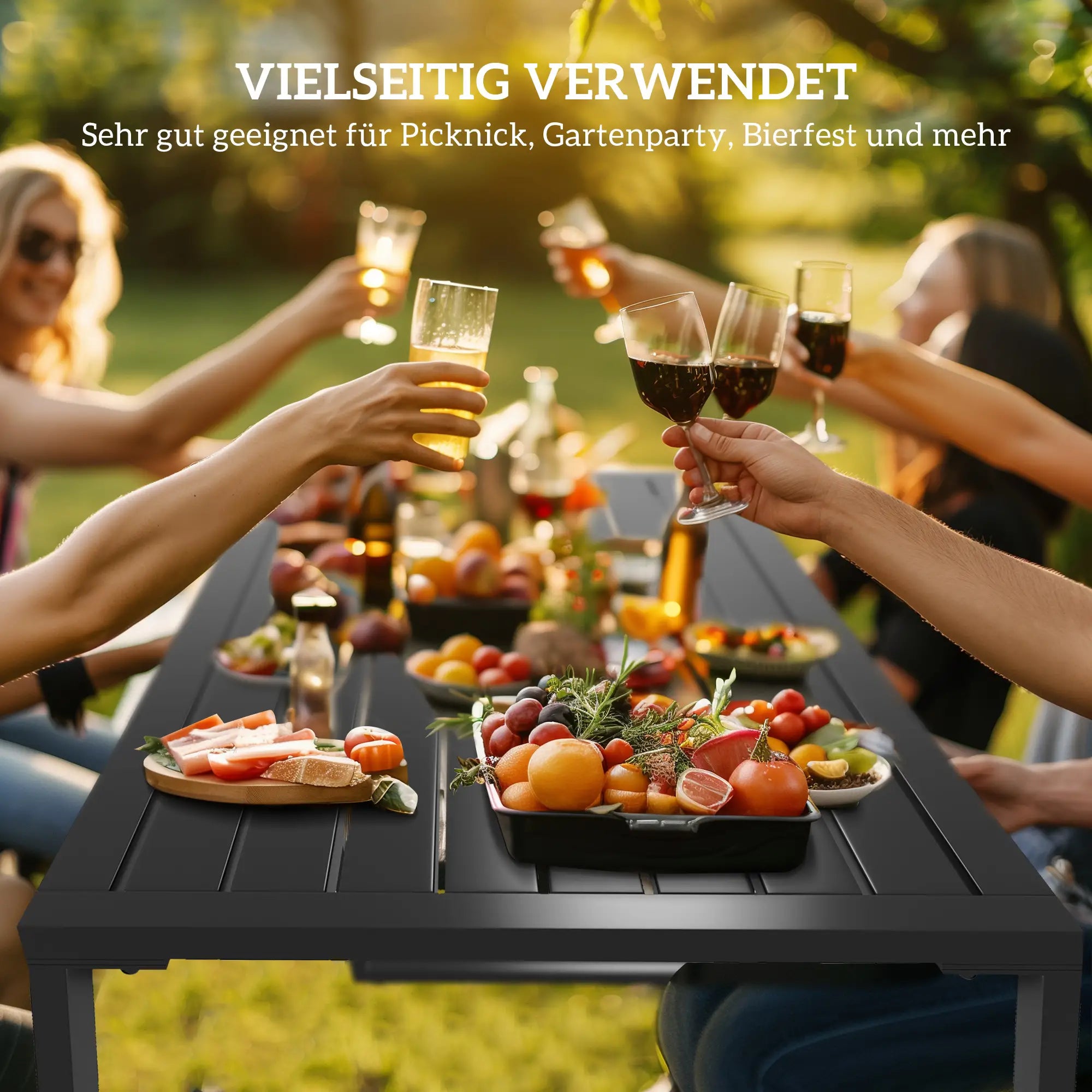 Outsunny Gartenmöbelset 3-tlg. mit Tisch & 2 Bänken Outdoor