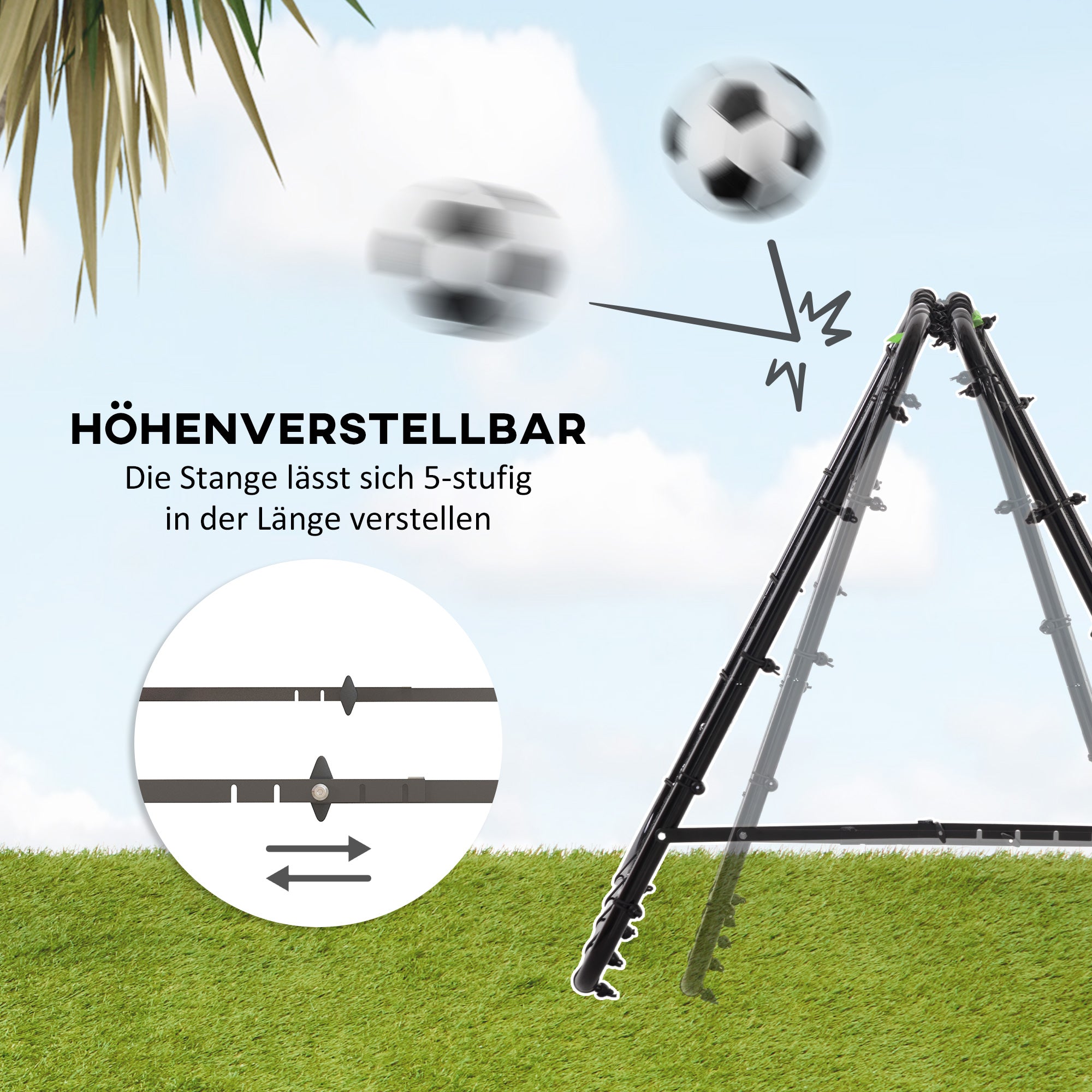 HOMCOM Fußballtor, verstellbar, klappbar, Metallrahmen, 100 x 95 cm, Schwarz