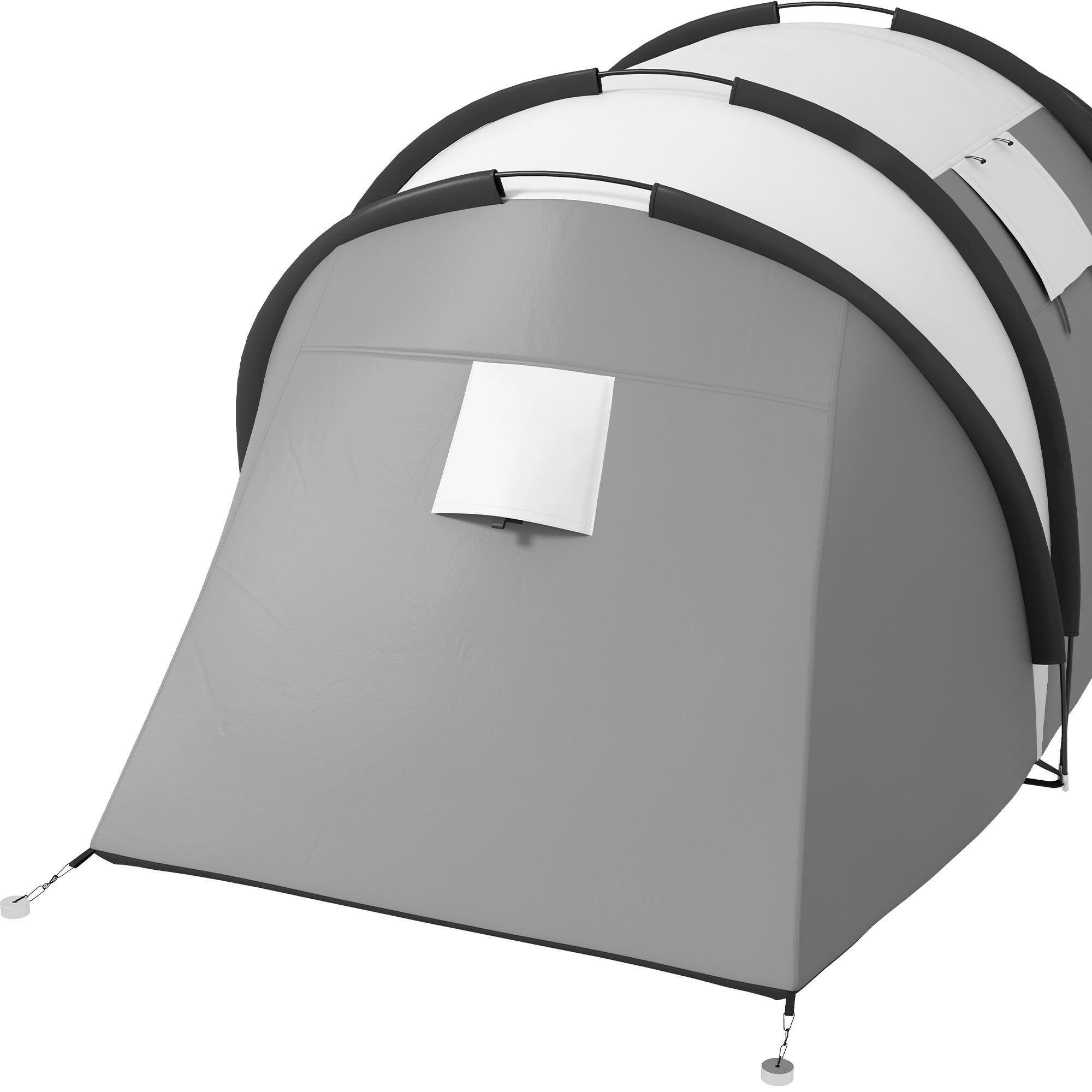 Outsunny Campingzelt für 4-5 Personen leicht wasserabweisend Familienzelt mit 3 Zimmer Seitentür Fenster Grau
