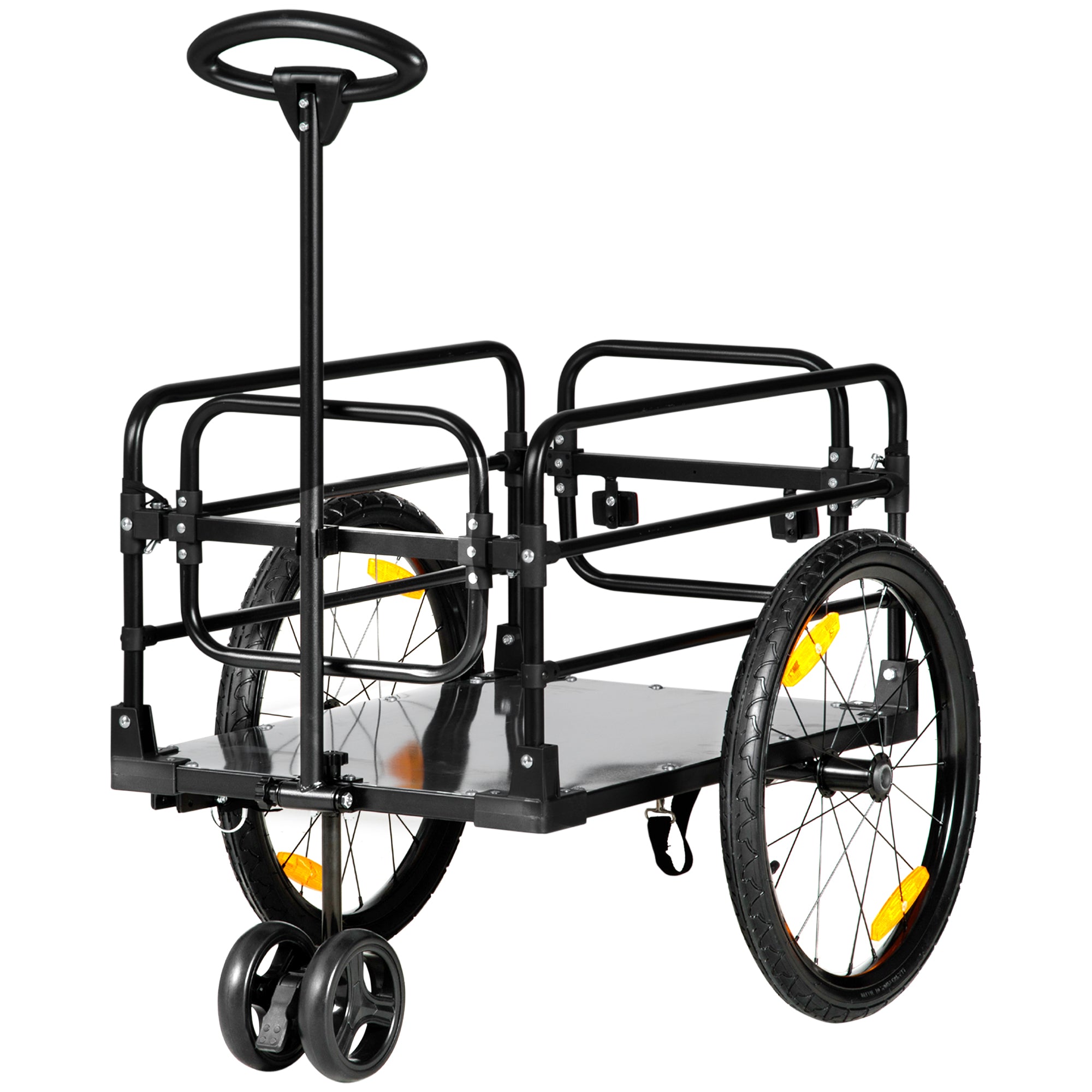 HOMCOM Lastenanhänger Bollerwagen 130 x 64 x 103 cm Stahl Schwarz+Gelb