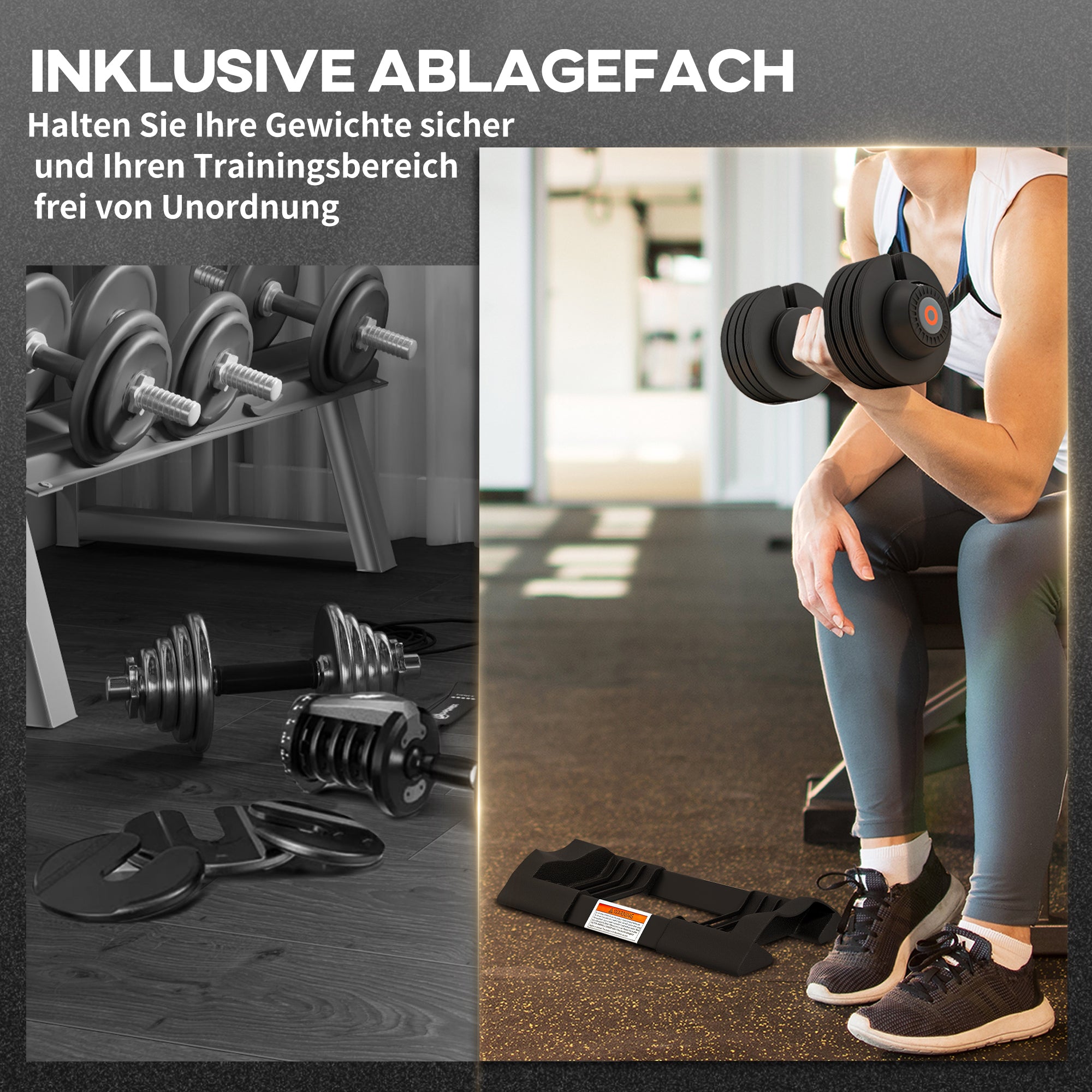 SPORTNOW Kurzhantel, verstellbares Gewicht 3,5/6/8/10 kg, bodenschonend, Schwarz