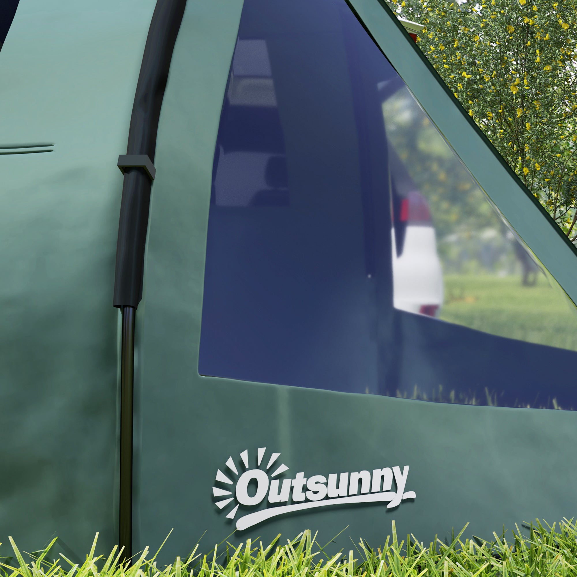 Outsunny Campingzelt für 3-4 Personen, zwei Innenräume, Netzfenster, grün, 4,75 x 2,64 x 1,72 m