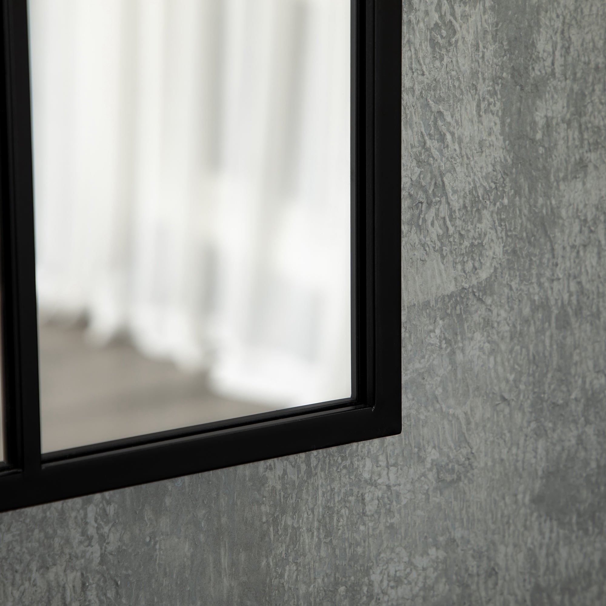 HOMCOM Wandspiegel, Fenster-Design, Flurspiegel, Metallrahmen, 70x50 cm, Schwarz