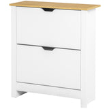 HOMCOM Schuhschrank Schruhregal Schuhaufbewahrung, 2 Fächer, 12 Paar Schuhe,  72 cm x 26 cm x 80 cm, Weiß + Braun, 72cm x 26cm x 80cm