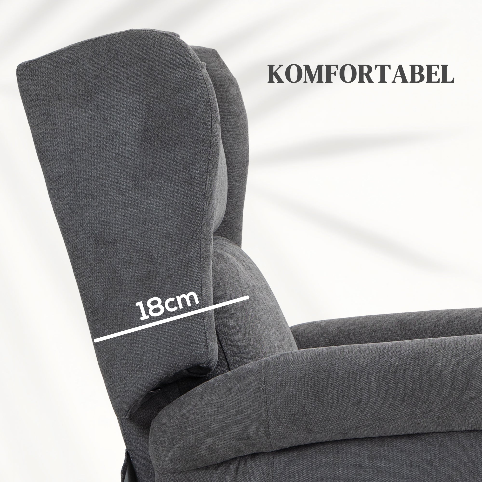 HOMCOM Relaxsessel, Aufstehhilfe, Liegefunktion, bis 200kg, 72,5x94x109cm, Dunkelgrau