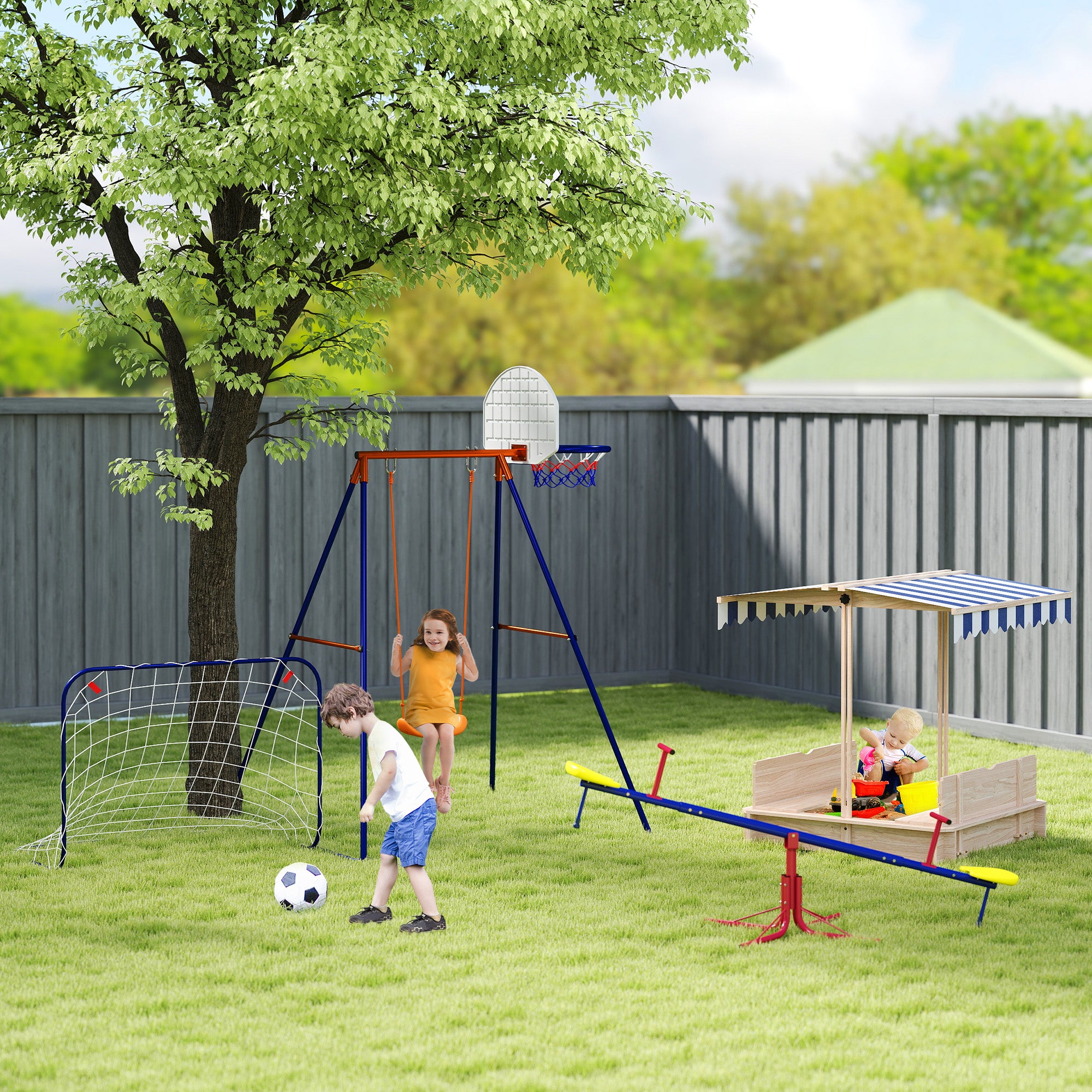 Outsunny Sandkasten Sandkiste aus Holz für Garten Sandkasten mit Dach Felix Kindersandkasten mit Dach abnehmbar Rücklehnen verstellbar Tannenholz 3-7 Jahren 106 x 106 x 115 cm Natur